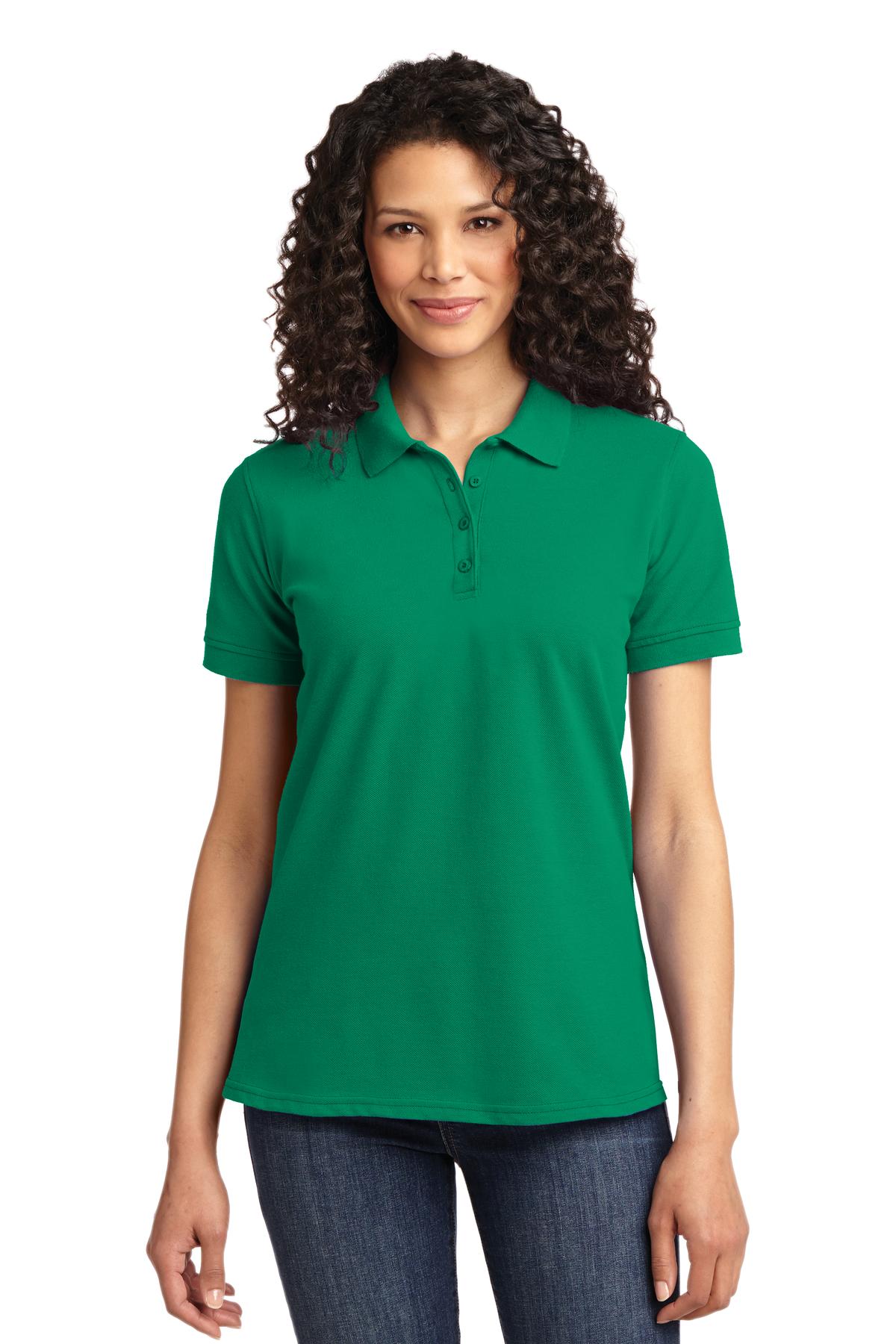 Front View of Kelly Port & Co Women's Core Blend Pique Polo. LKP155