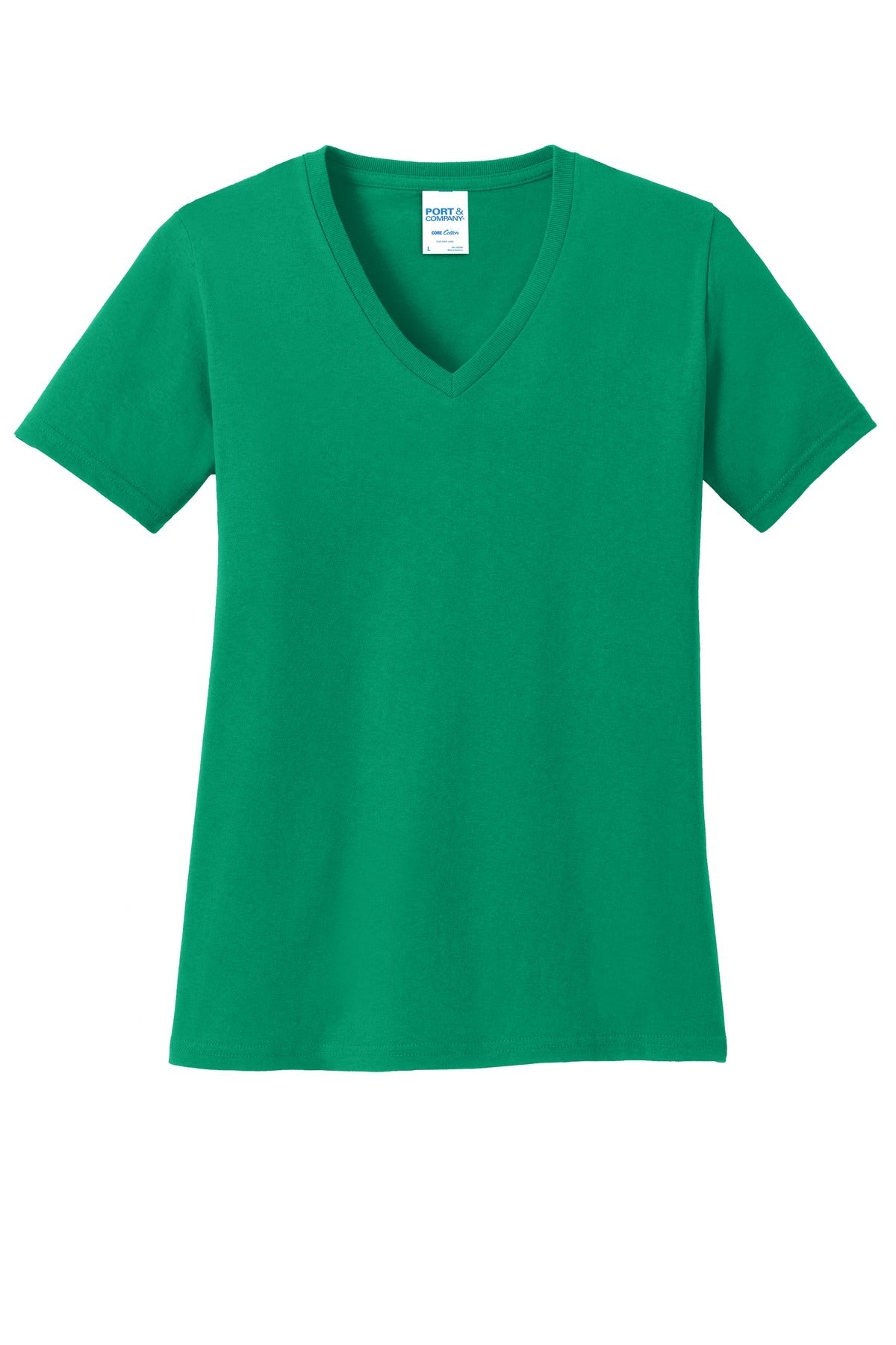 Front View of Kelly Port & Co Women's Core Cotton V-Neck Tee. LPC54V