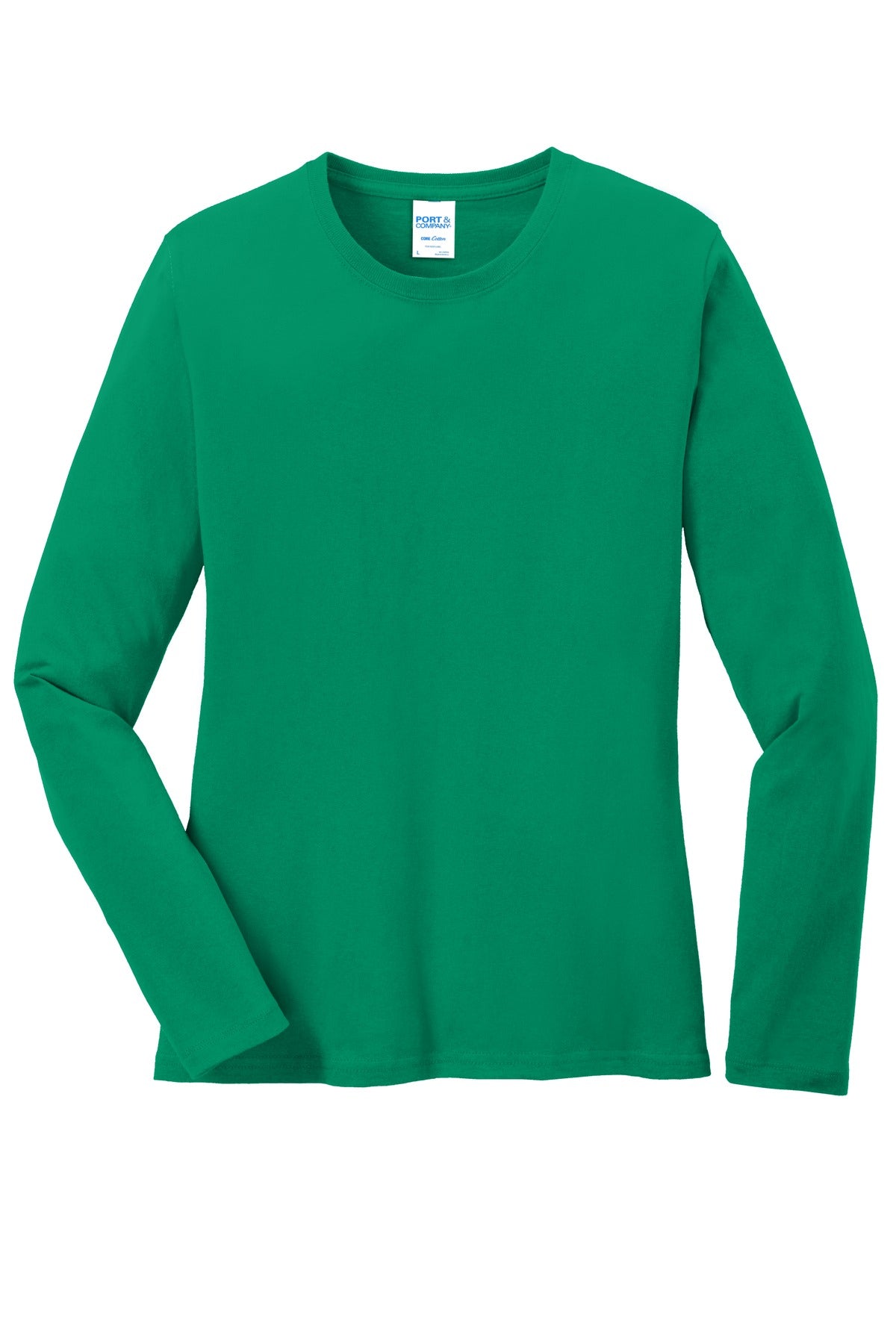 Front View of Kelly Port & Co Women's Long Sleeve Core Cotton Tee. LPC54LS