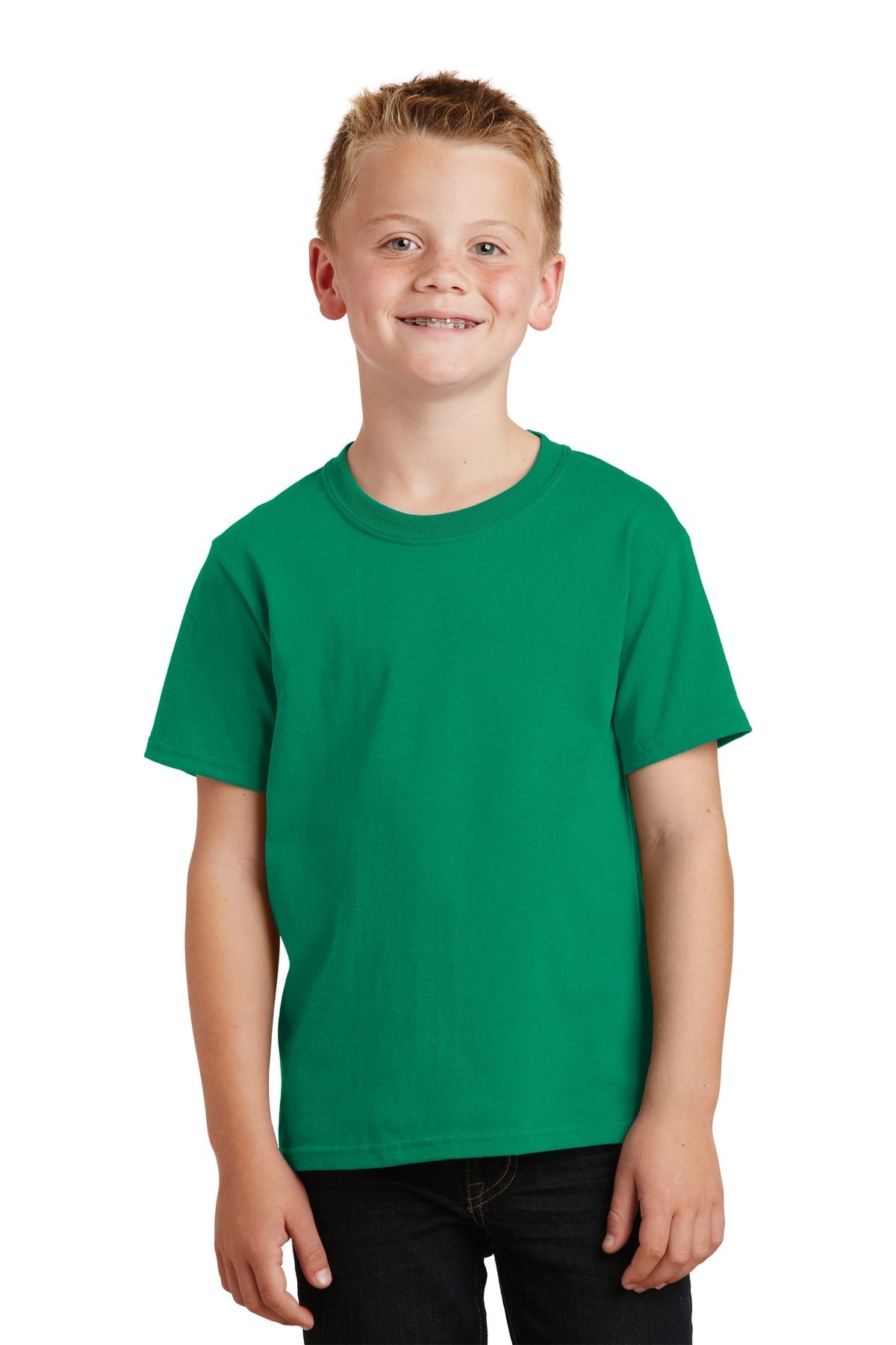 Front View of Kelly Port & Co Youth Core Cotton Tee. PC54Y