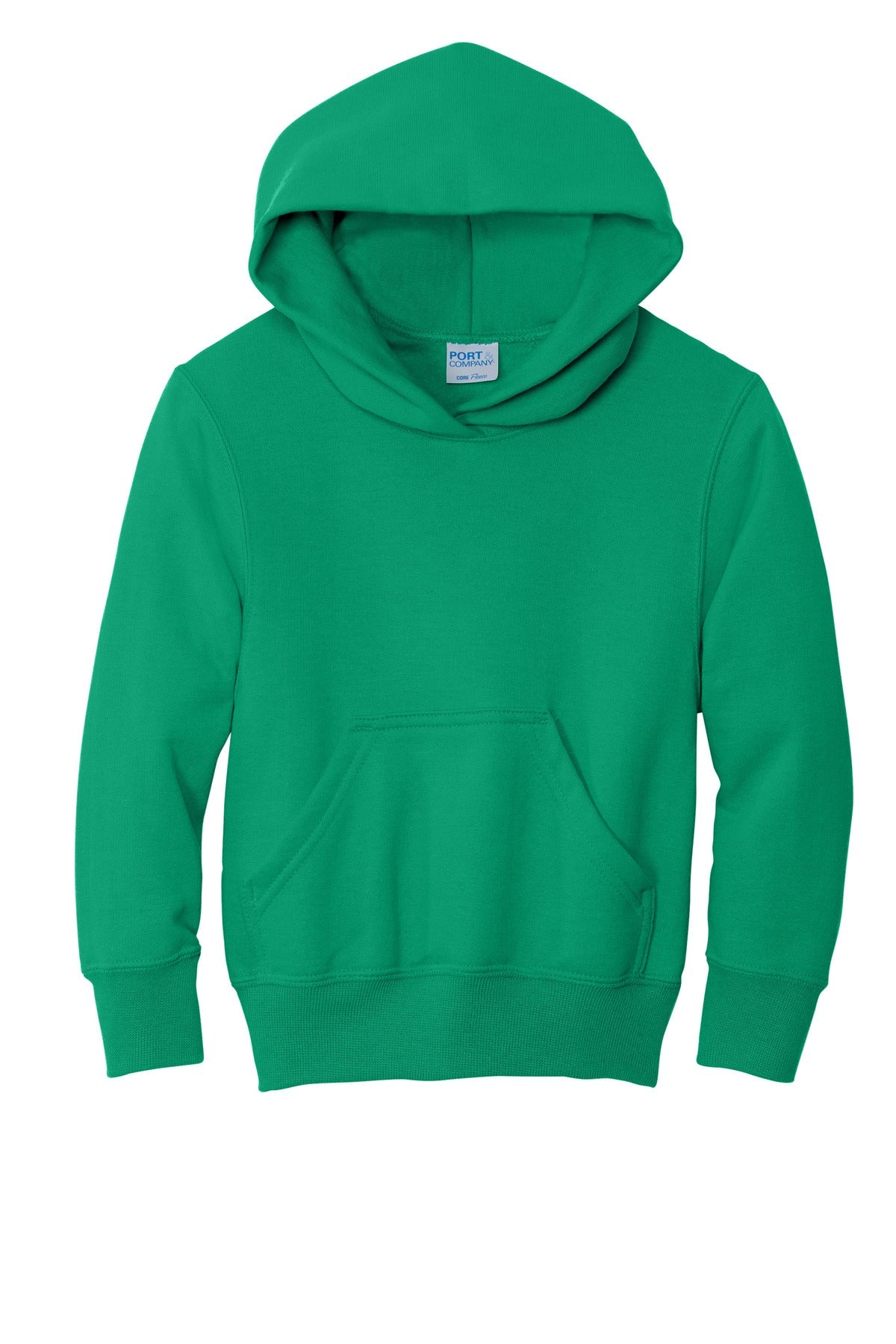 Front View of Kelly Port & Co Youth Core Fleece Pullover Hooded Sweatshirt. PC90YH