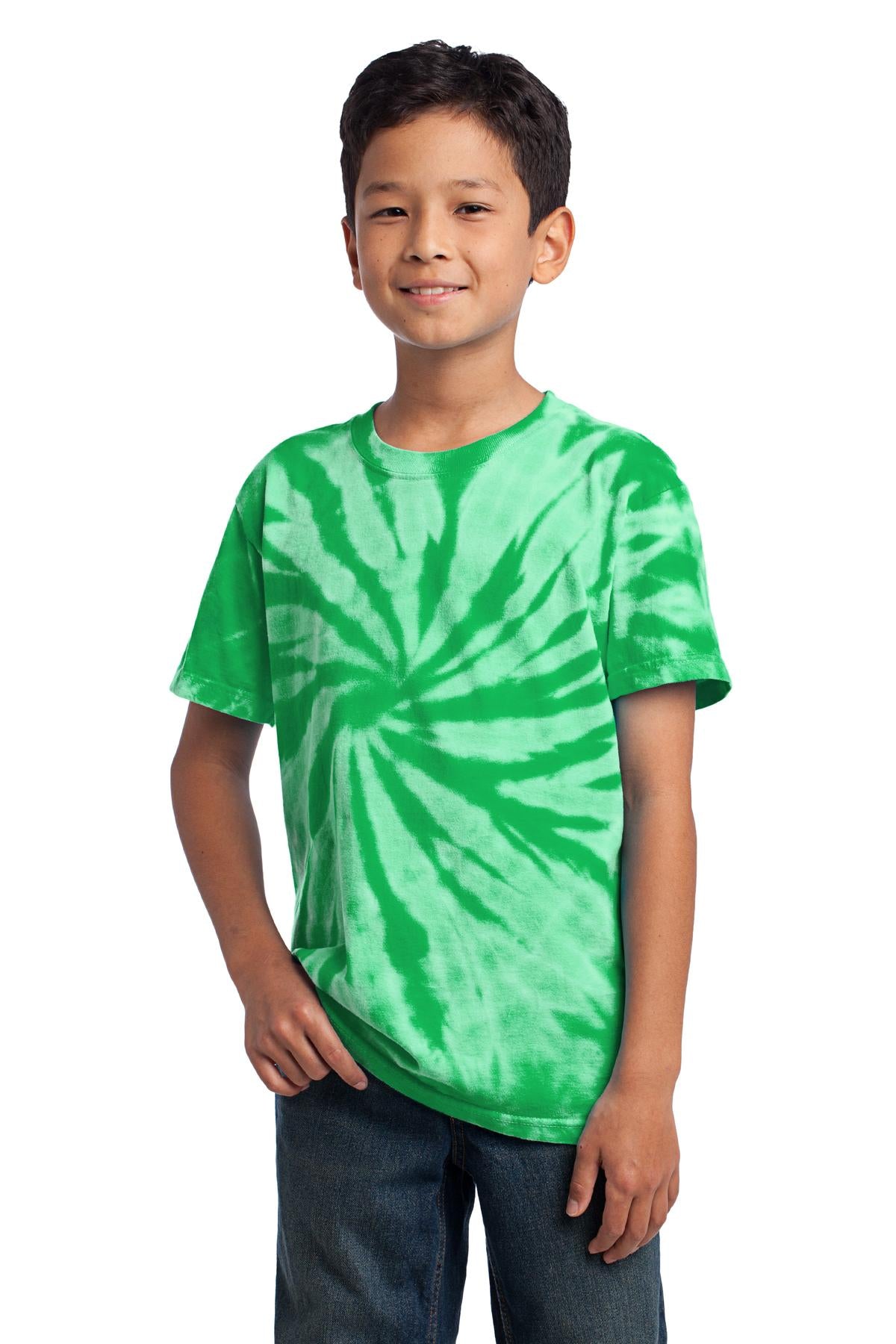 Front View of Kelly Port & Co Youth Tie-Dye Tee. PC147Y