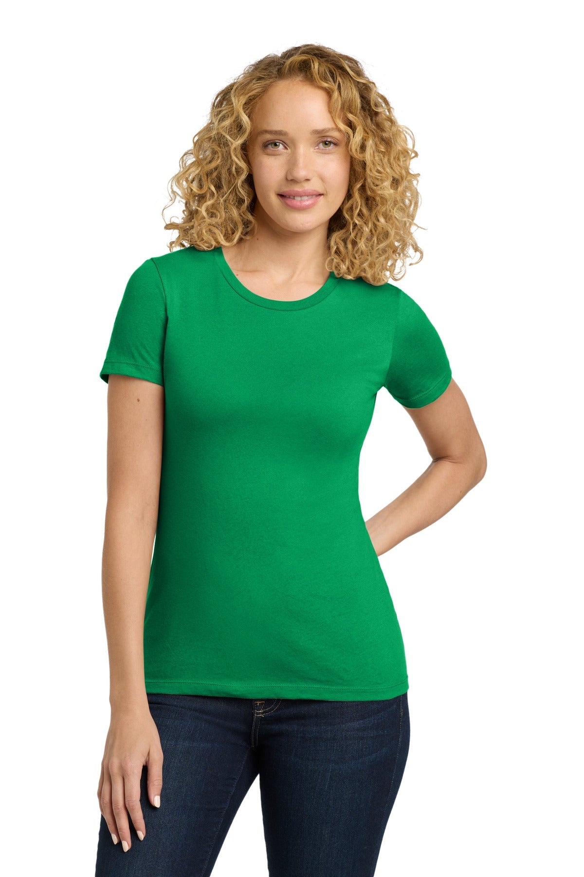 Front View of KellyGreen Next Level Apparel Women's Cotton Tee. NL3900