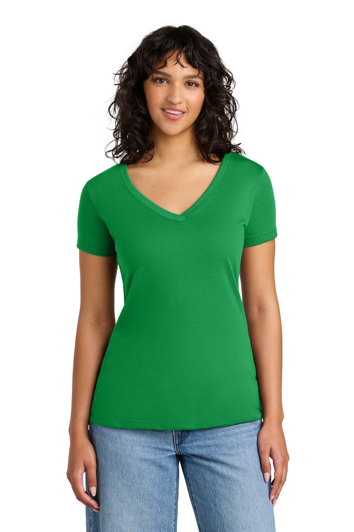Front View of KellyGreen Next Level Apparel Women's Ideal V-Neck Tee NL1540