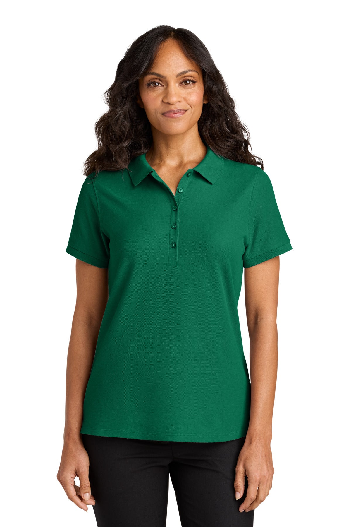 Front View of KellyGreen Port Authority Women's Wearever Signature Pique Polo LK200