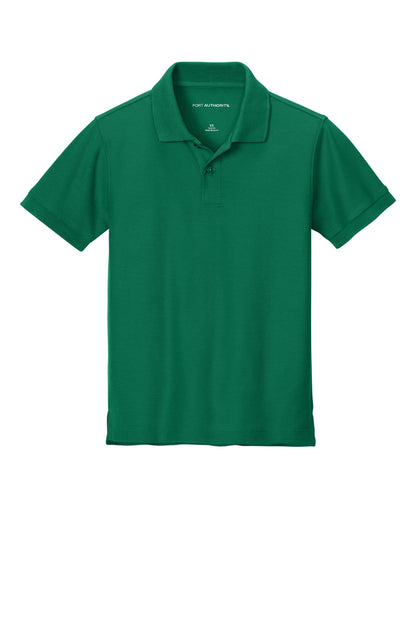 Front View of KellyGreen Port Authority Youth Wearever Signature Pique Polo Y200
