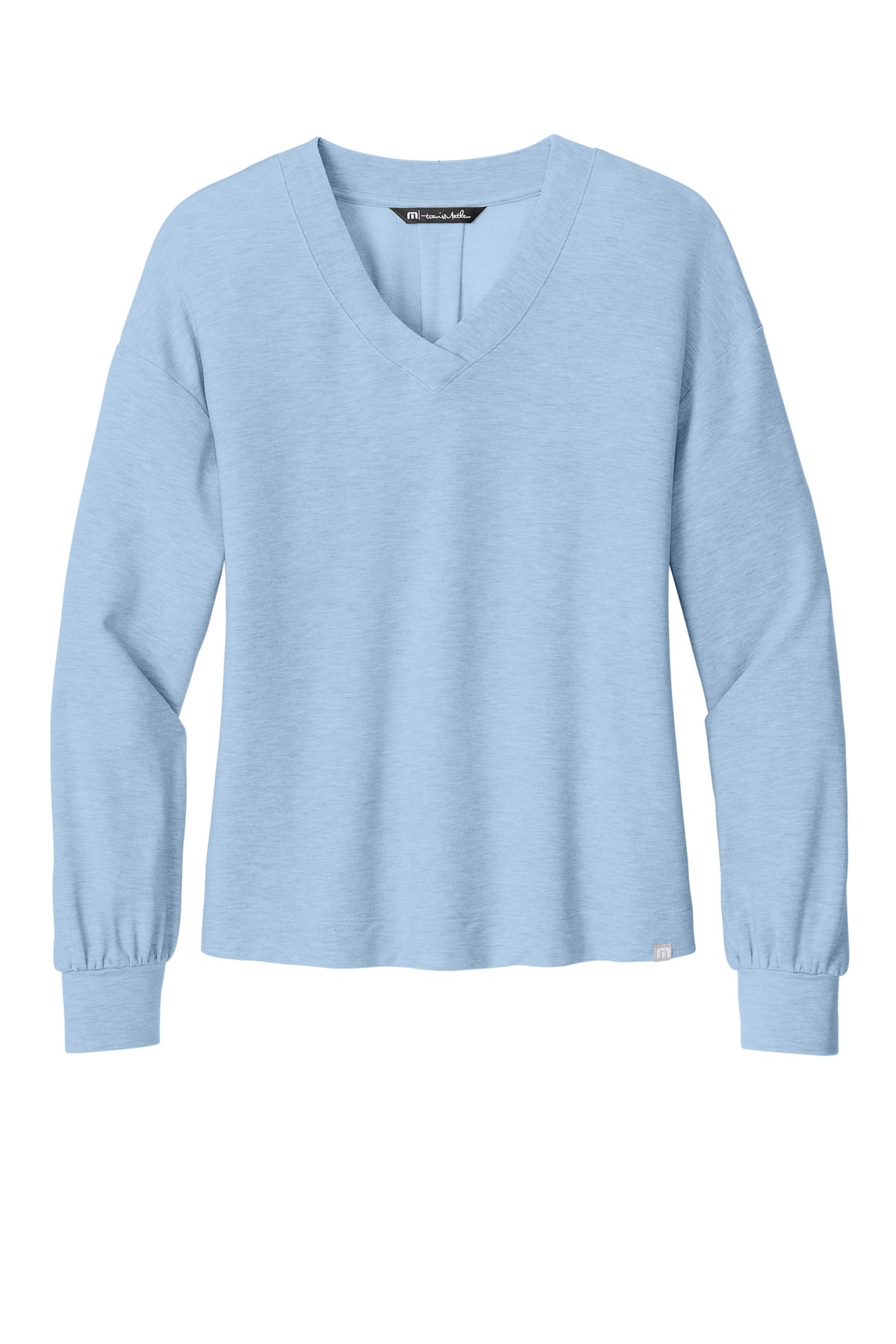 Front View of KentBluHtr TravisMathew Women's Long Weekend V-Neck TM1LD009