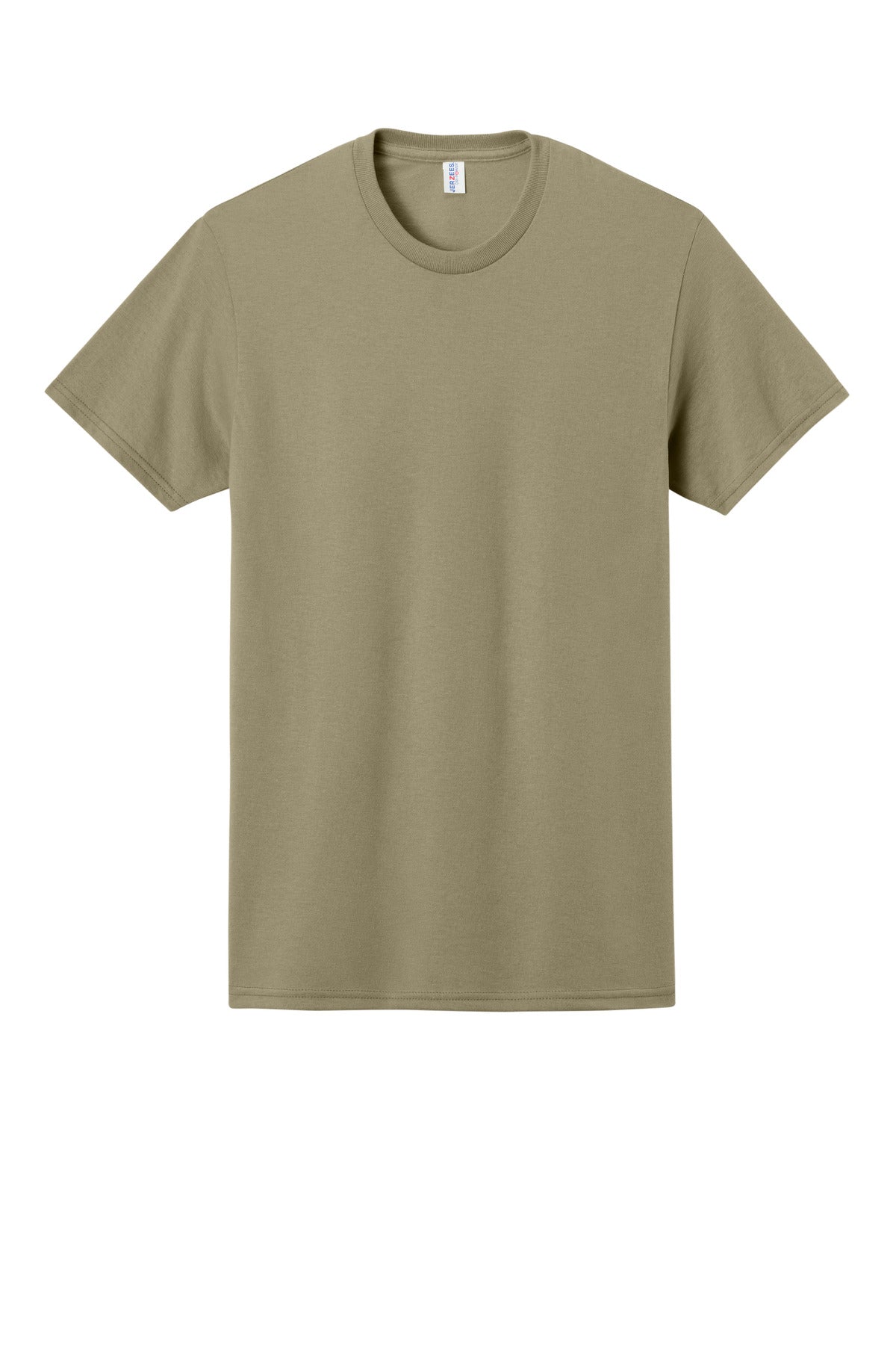Front View of Khaki Jerzees - Dri-Power 50/50 Cotton/Poly T-Shirt. 29M