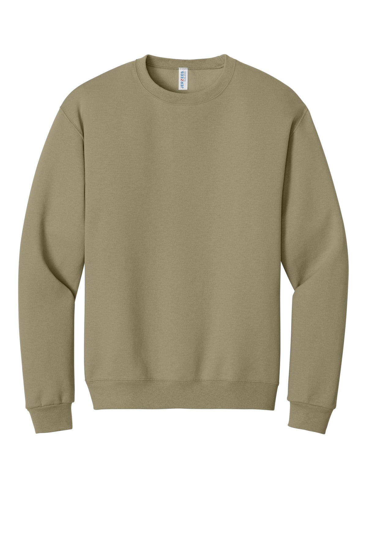 Front View of Khaki Jerzees - NuBlend Crewneck Sweatshirt. 562M