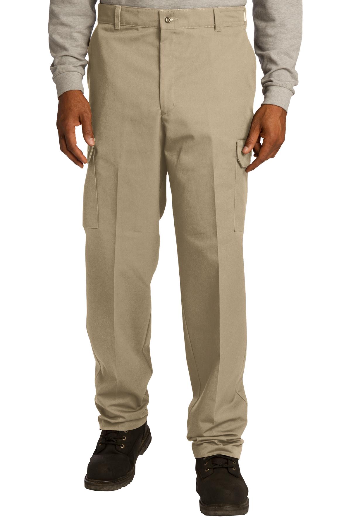 Front View of Khaki Red Kap Industrial Cargo Pant. PT88