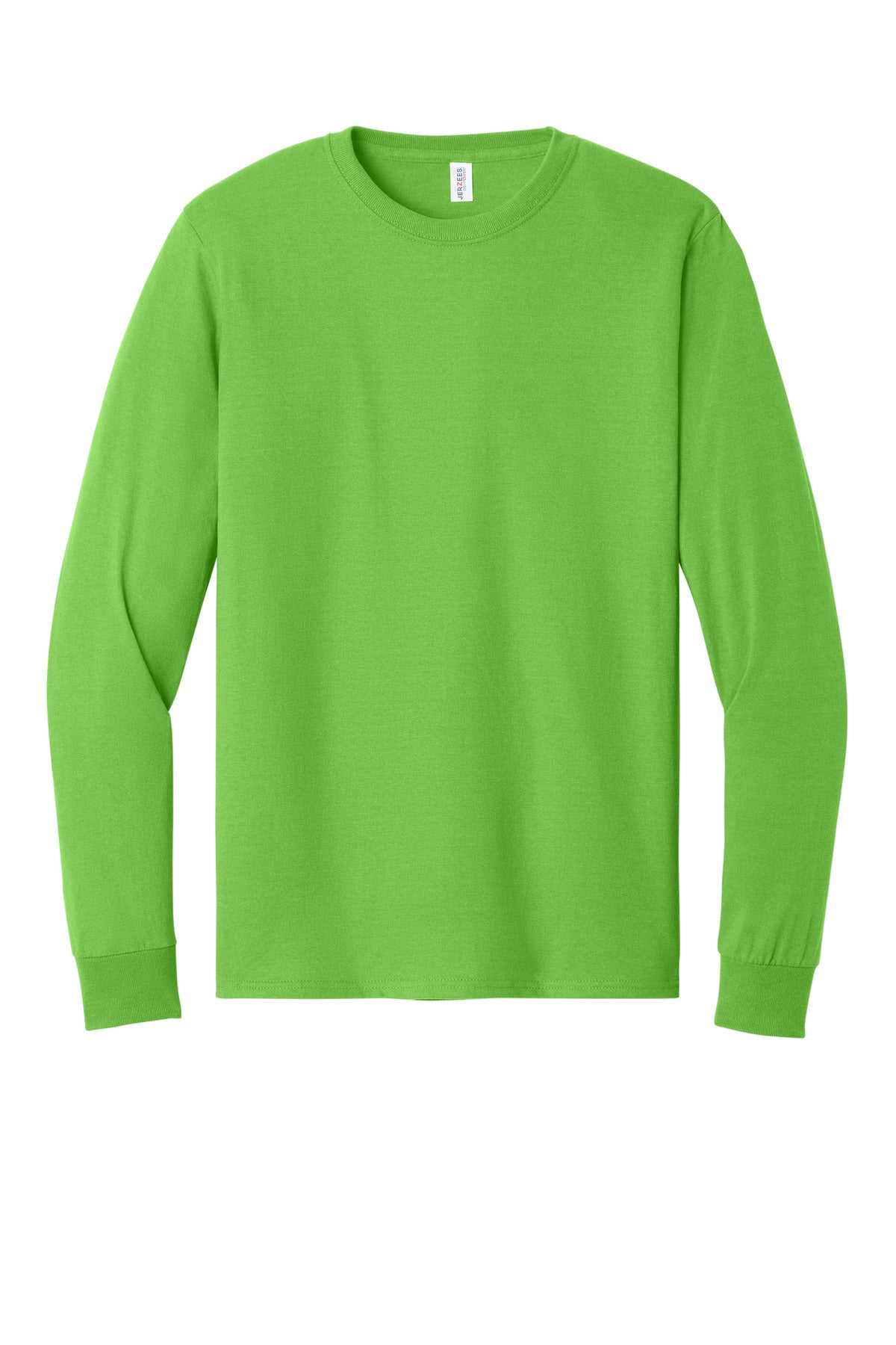 Front View of Kiwi Jerzees - Dri-Power 50/50 Cotton/Poly Long Sleeve T-Shirt. 29LS