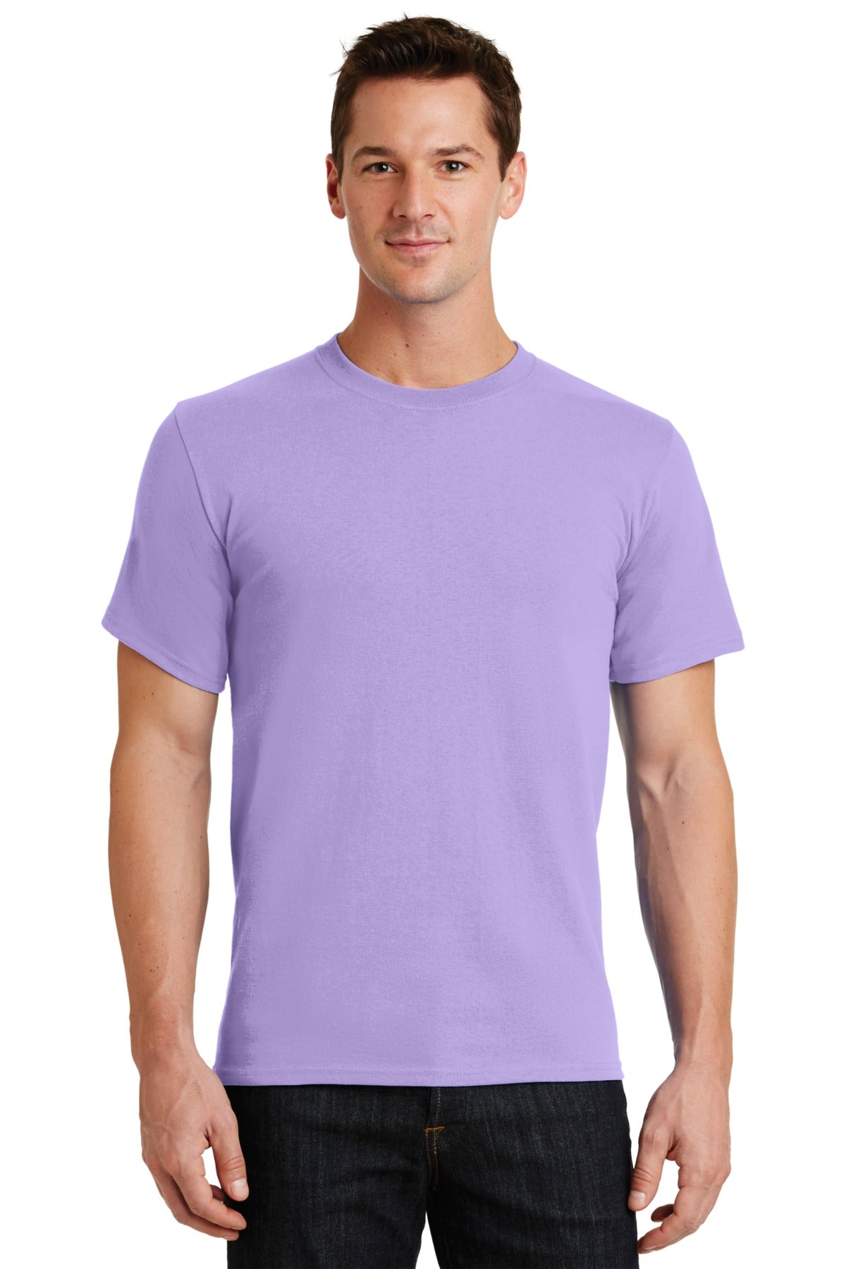 Front View of Lavender Port & Co Essential Tee. PC61