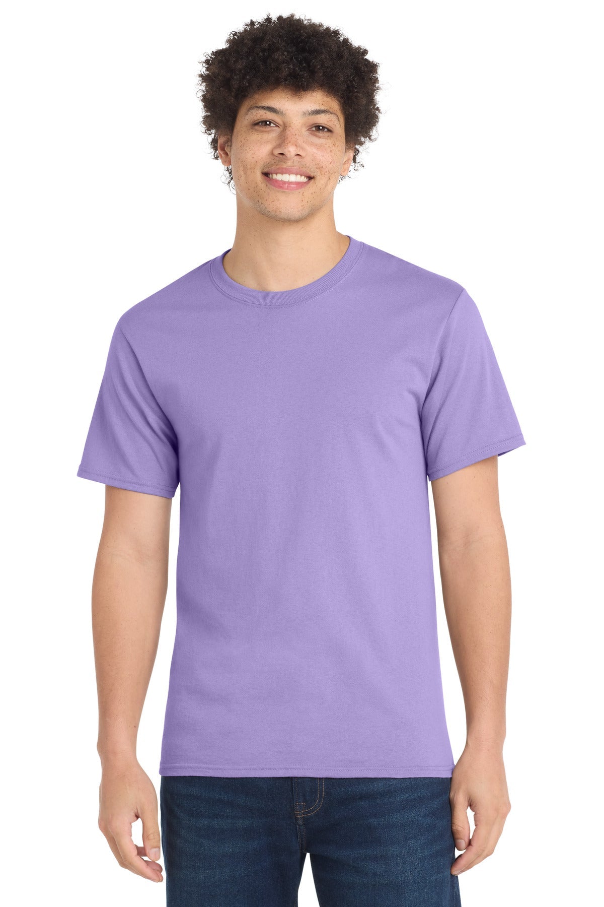Front View of Lavender Port & Co Tall Essential Tee. PC61T
