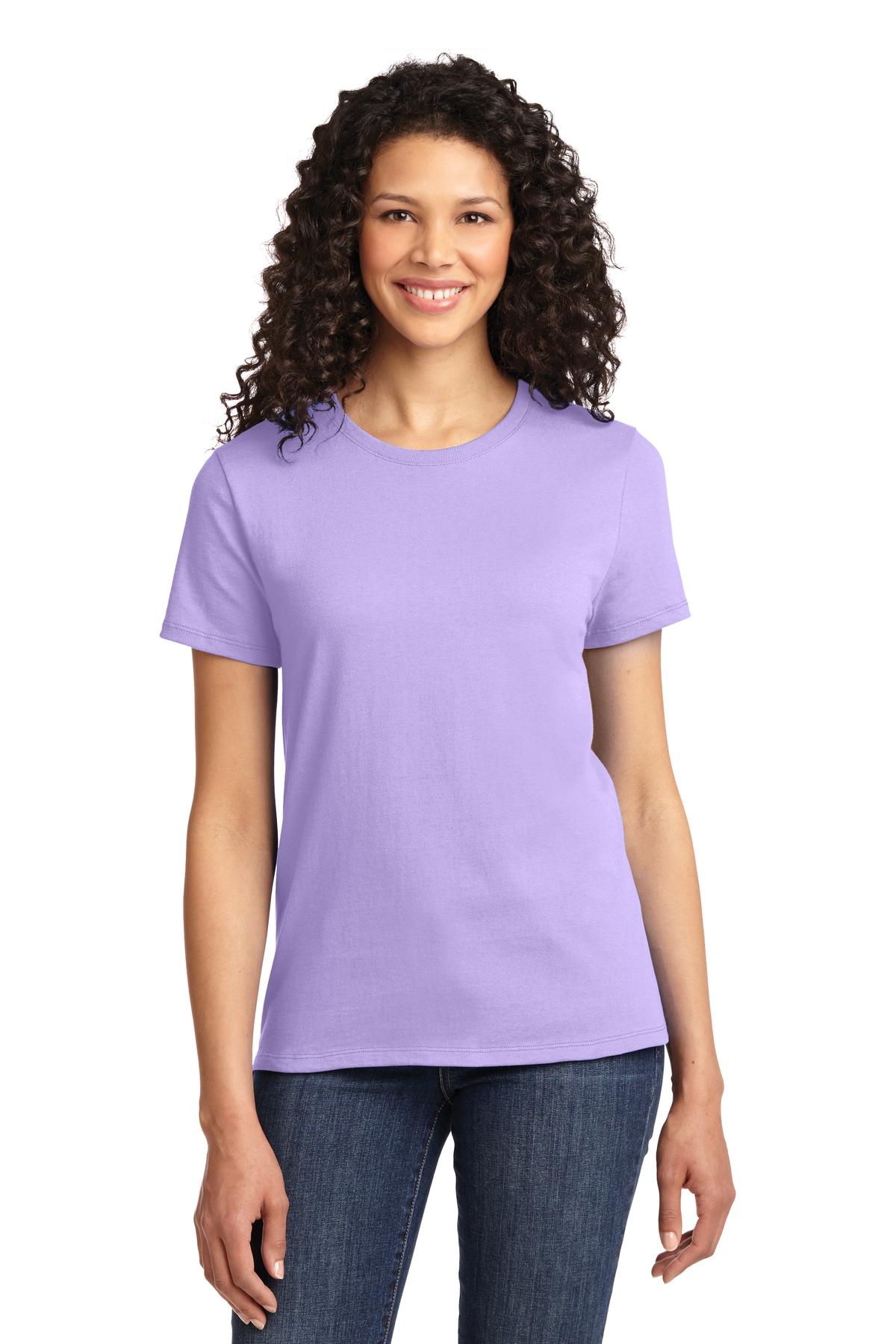 Front View of Lavender Port & Co Women's Essential Tee. LPC61