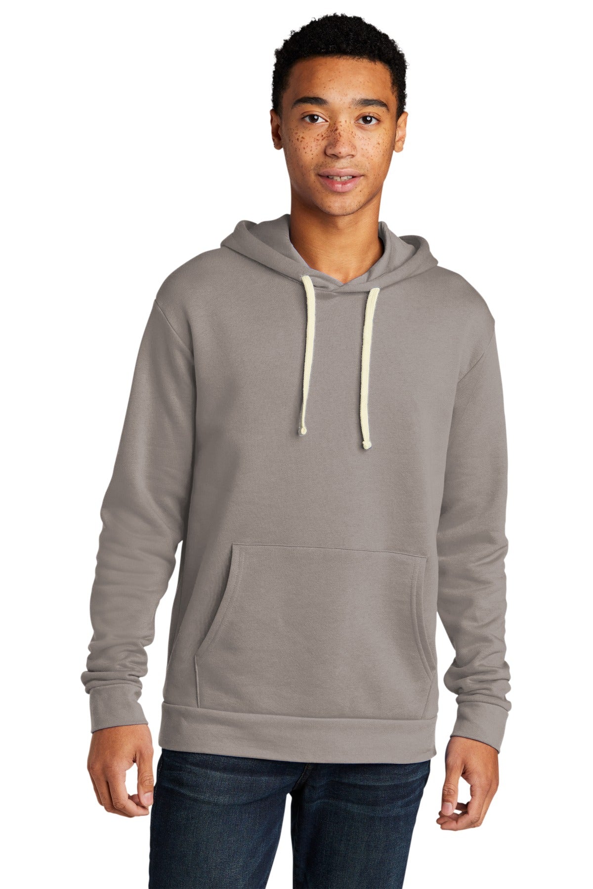 Front View of Lead/LtGry Next Level Apparel Adult Santa Barbara Pullover Hoodie. NL9303
