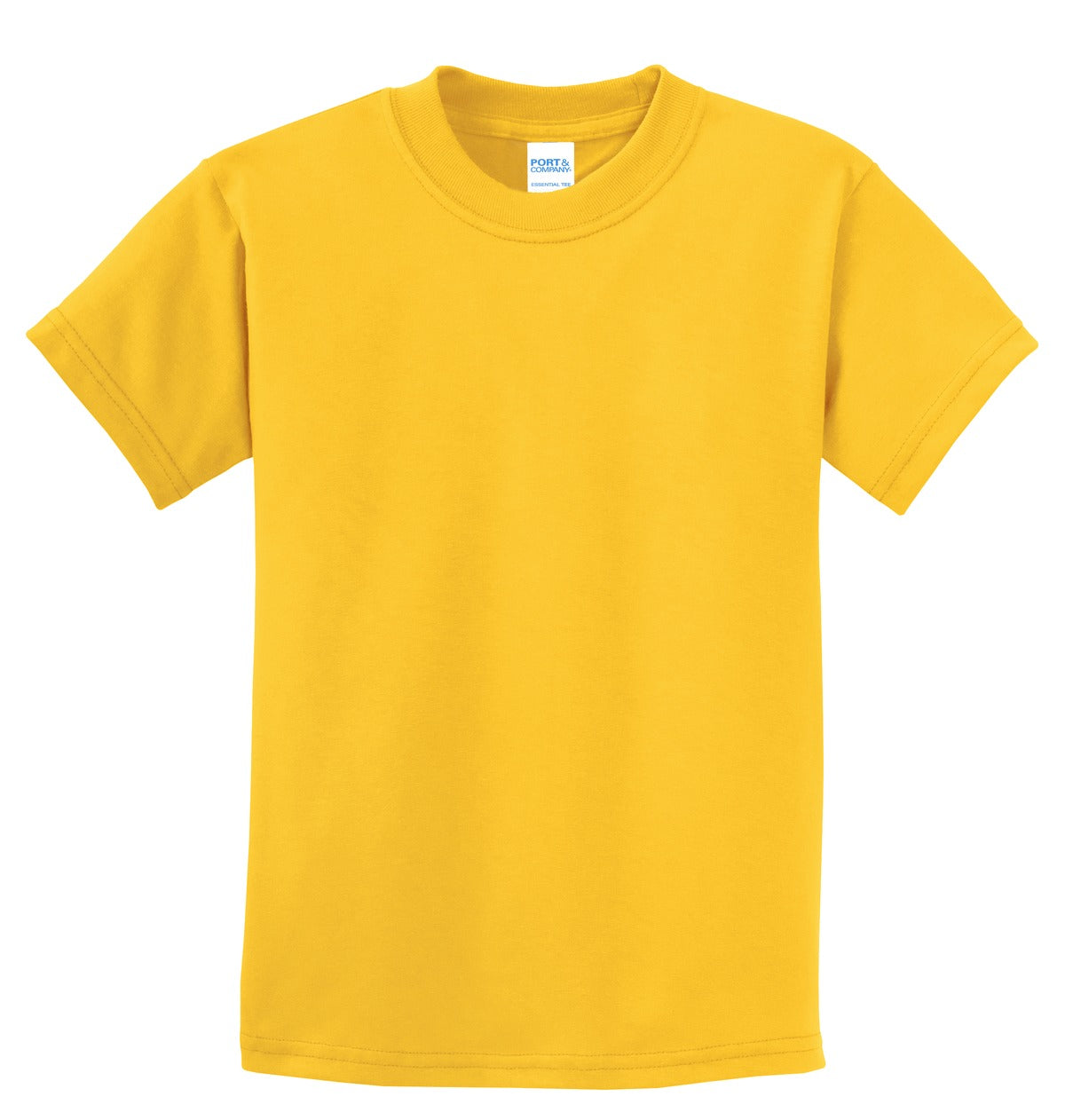 Front View of Lemon Yellow Port & Co Youth Essential Tee. PC61Y