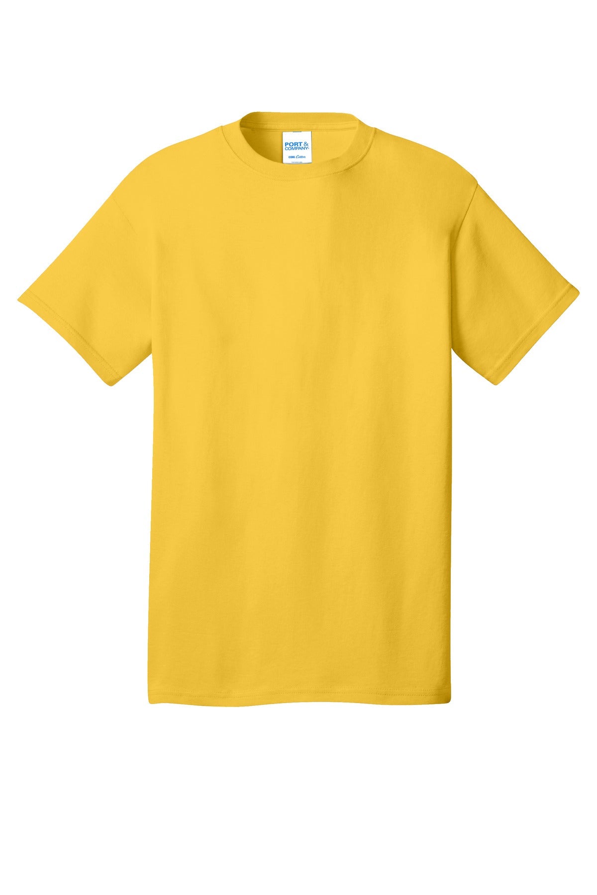 Front View of LemonYllw Port & Co Core Cotton Tee. PC54