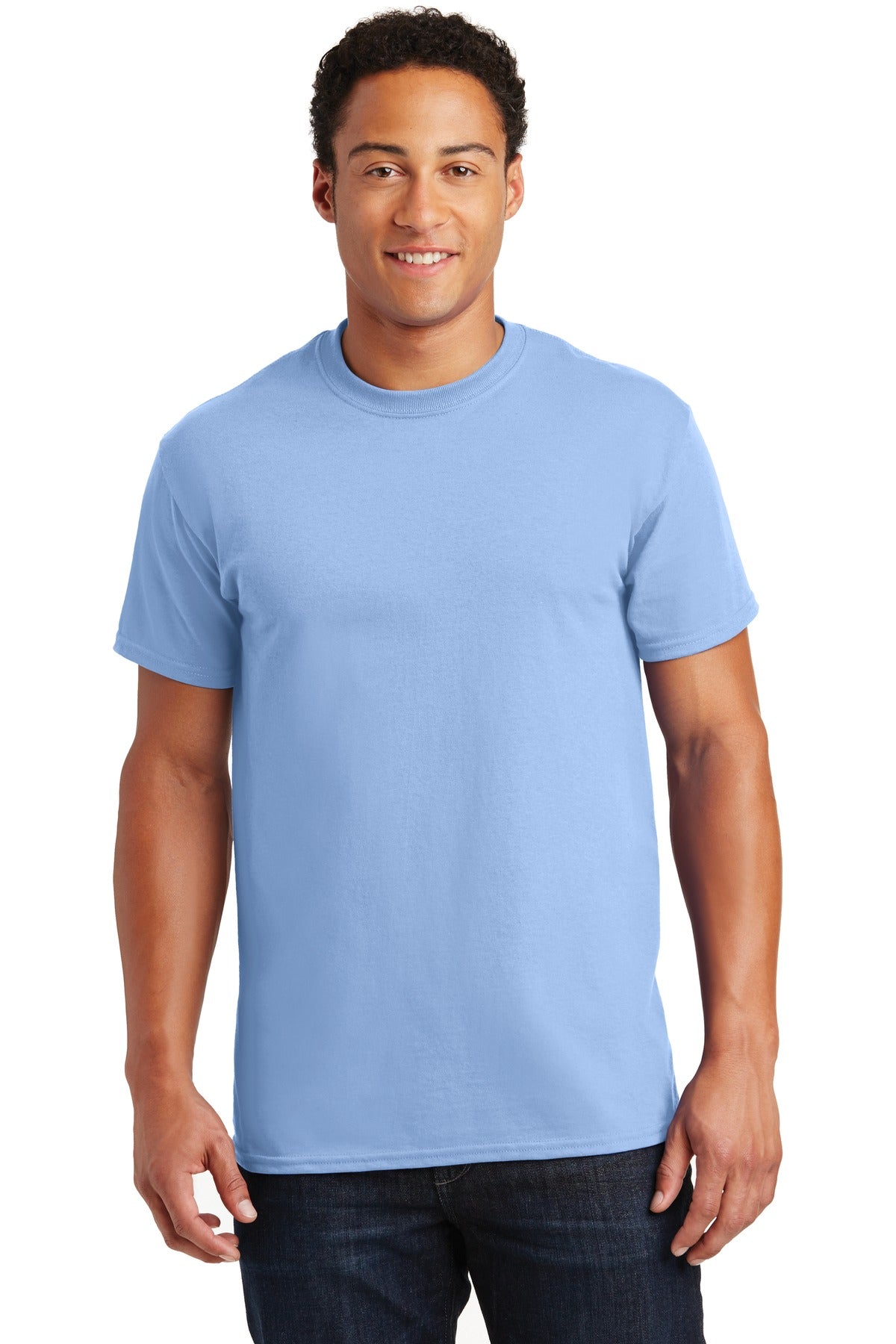 Front View of Light Blue Gildan - Ultra Cotton 100% US Cotton T-Shirt. 2000