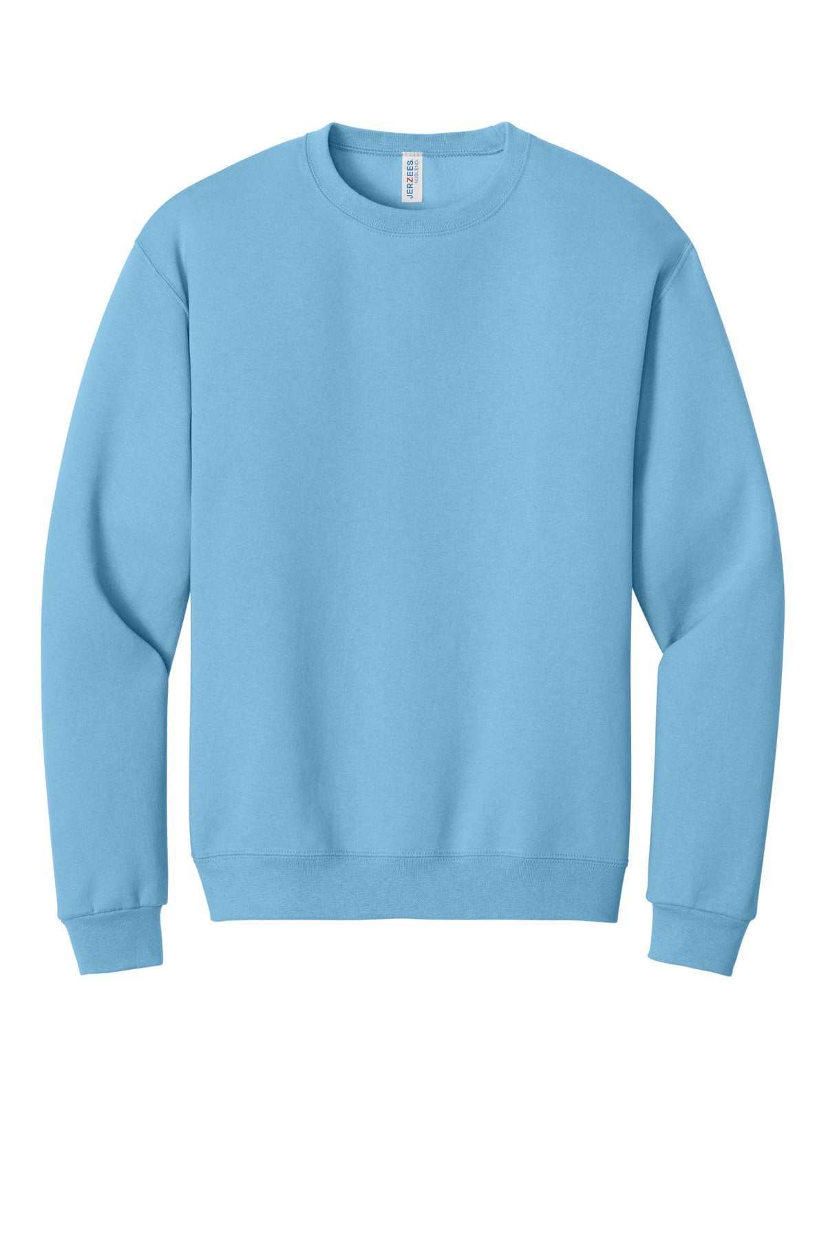 Front View of Light Blue Jerzees - NuBlend Crewneck Sweatshirt. 562M