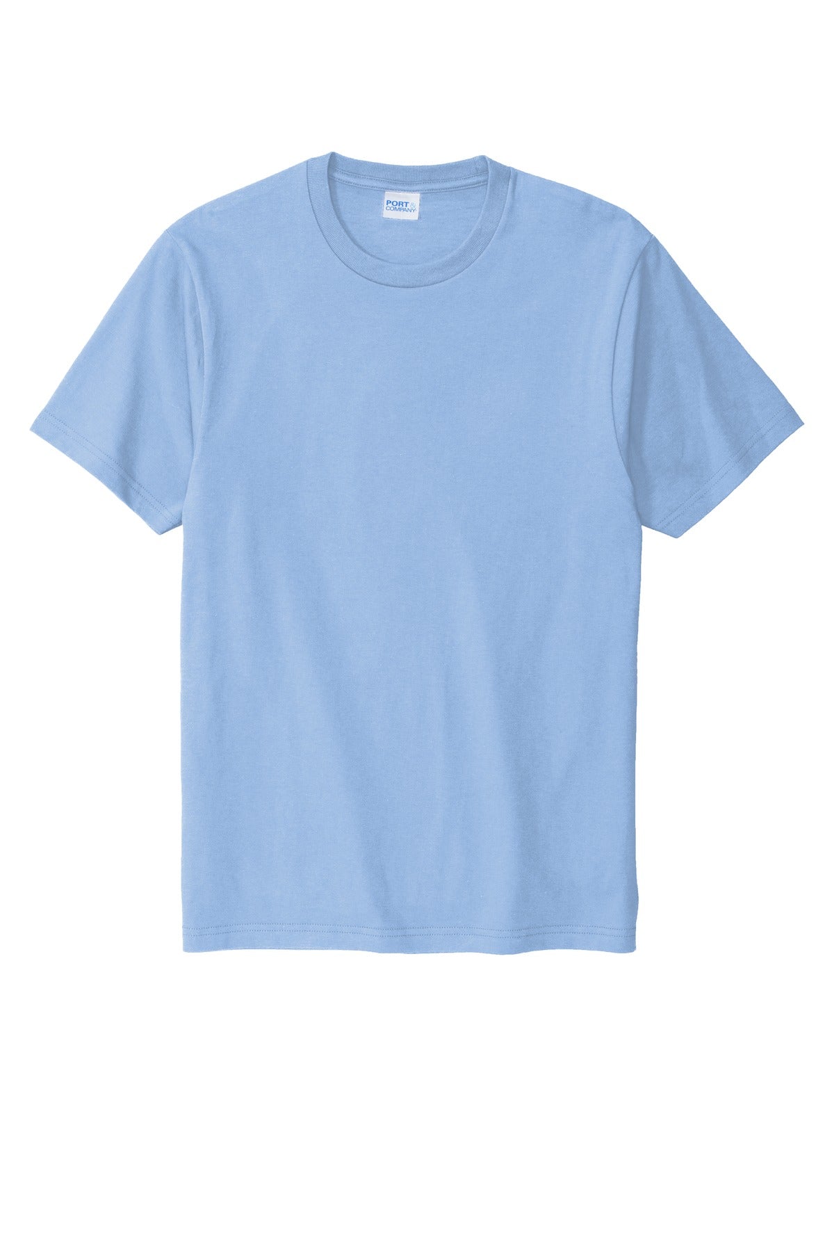 Front View of Light Blue Port & Co Bouncer Tee PC600