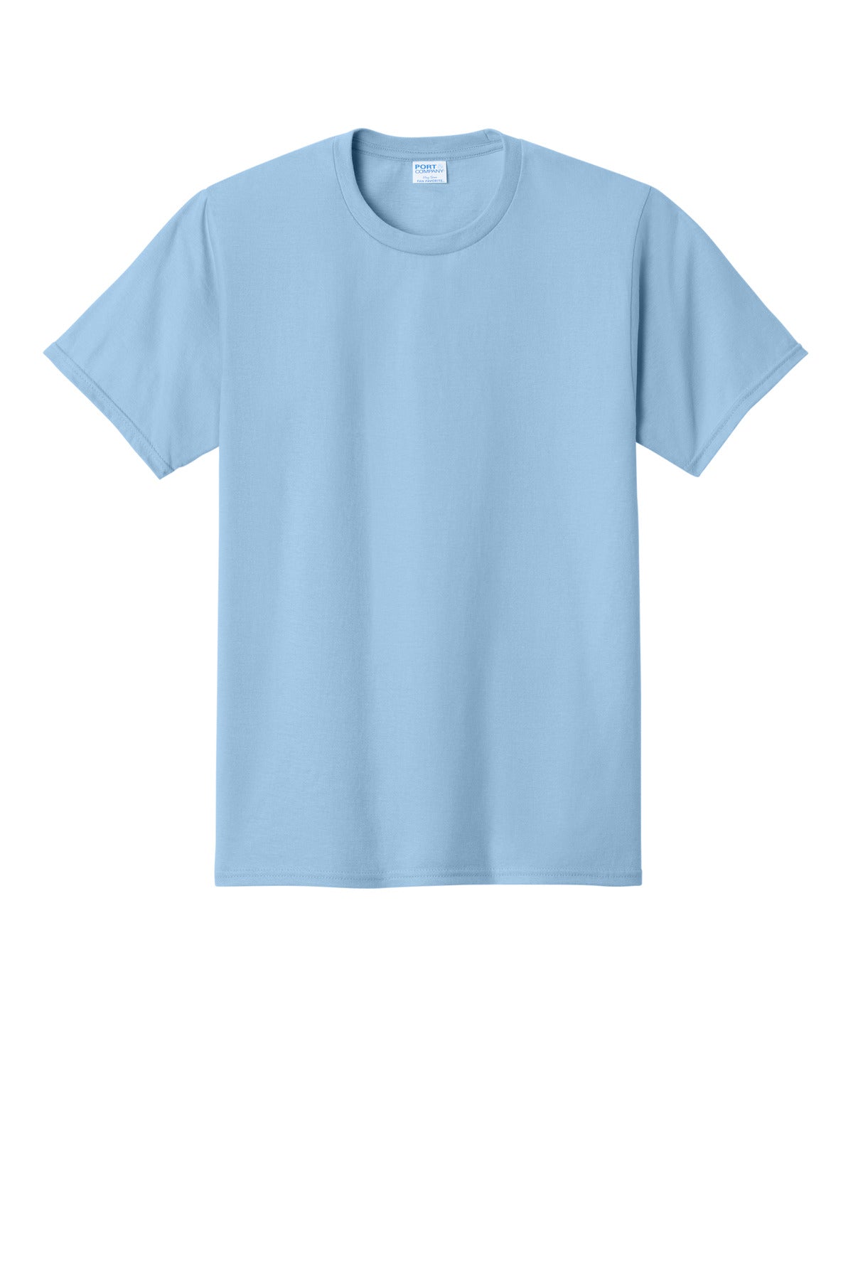 Front View of Light Blue Port & Co Fan Favorite Tee. PC450