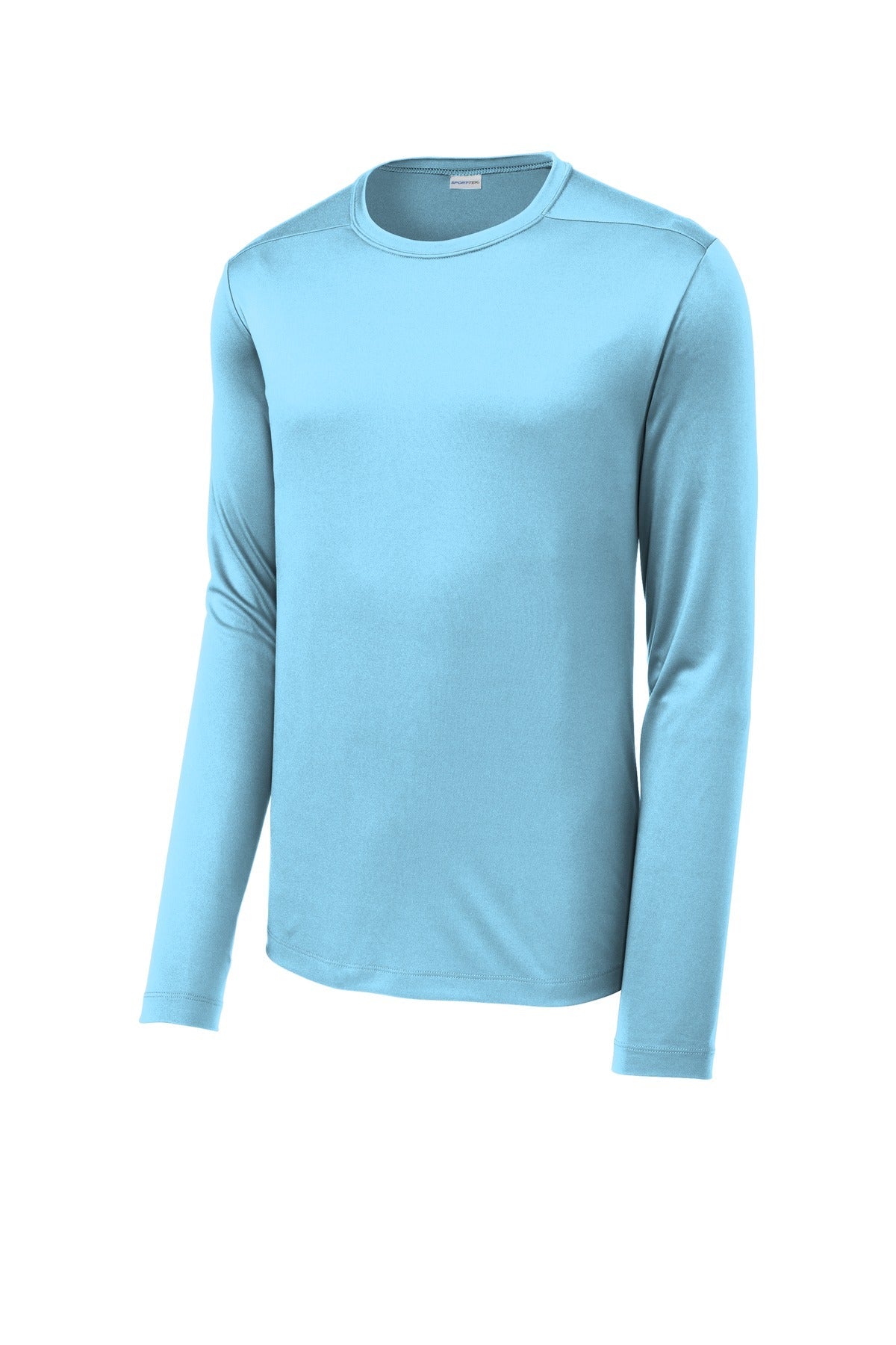 Front View of Light Blue Sport-Tek Posi-UV Pro Long Sleeve Tee. ST420LS