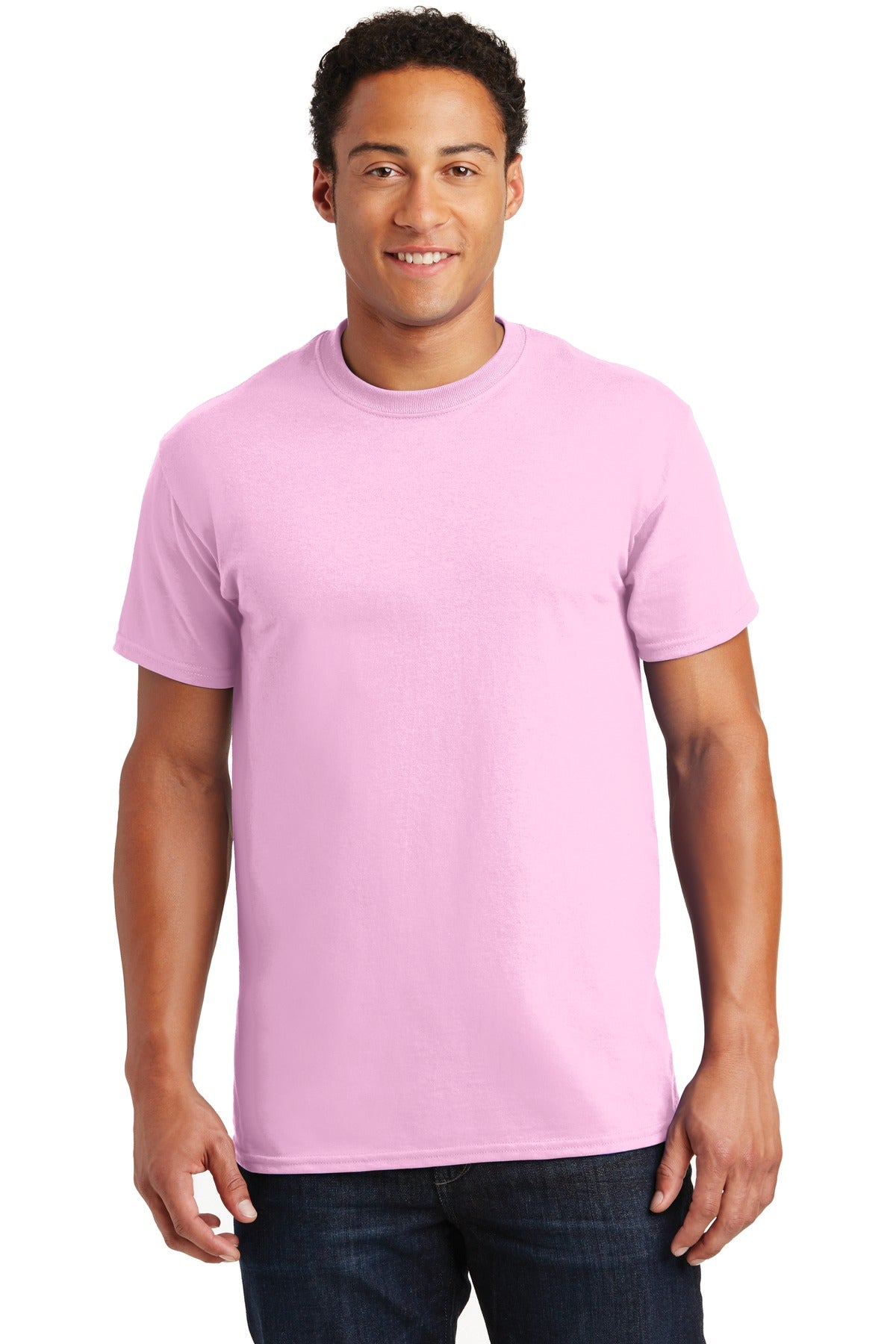 Front View of Light Pink Gildan - Ultra Cotton 100% US Cotton T-Shirt. 2000