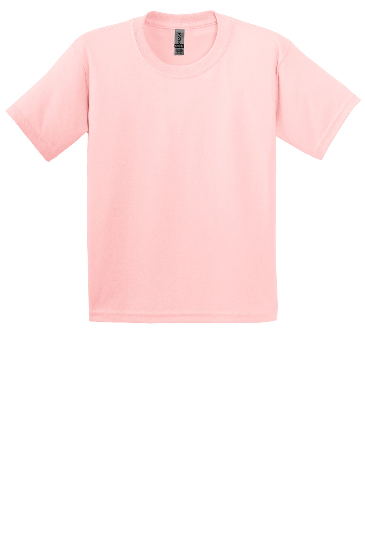 Front View of Light Pink Gildan - Youth Ultra Cotton 100% US Cotton T-Shirt. 2000B