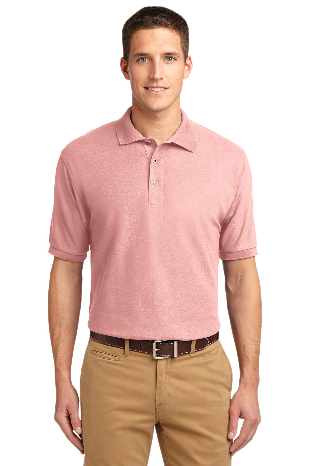 Front View of Light Pink Port Authority Extended Size Silk Touch Polo K500ES