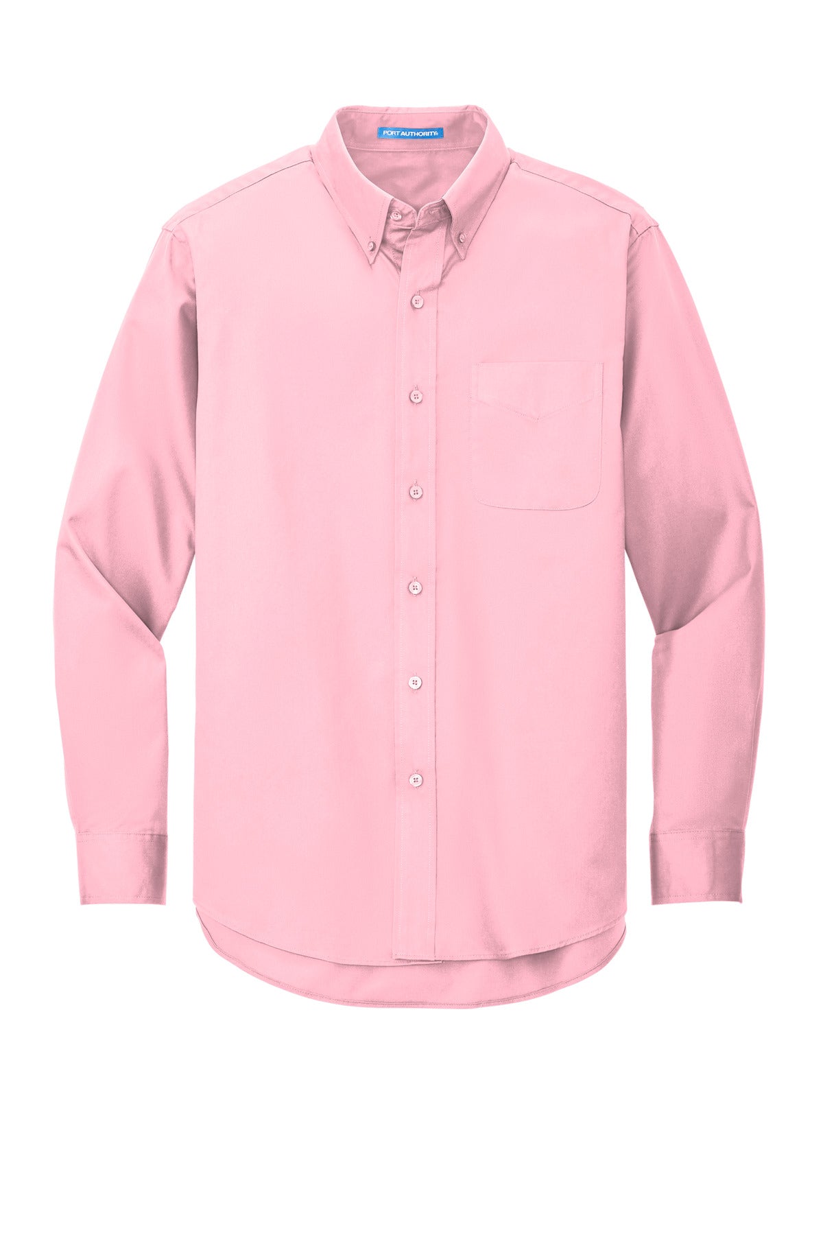 Front View of Light Pink Port Authority Long Sleeve Easy Care Shirt S608