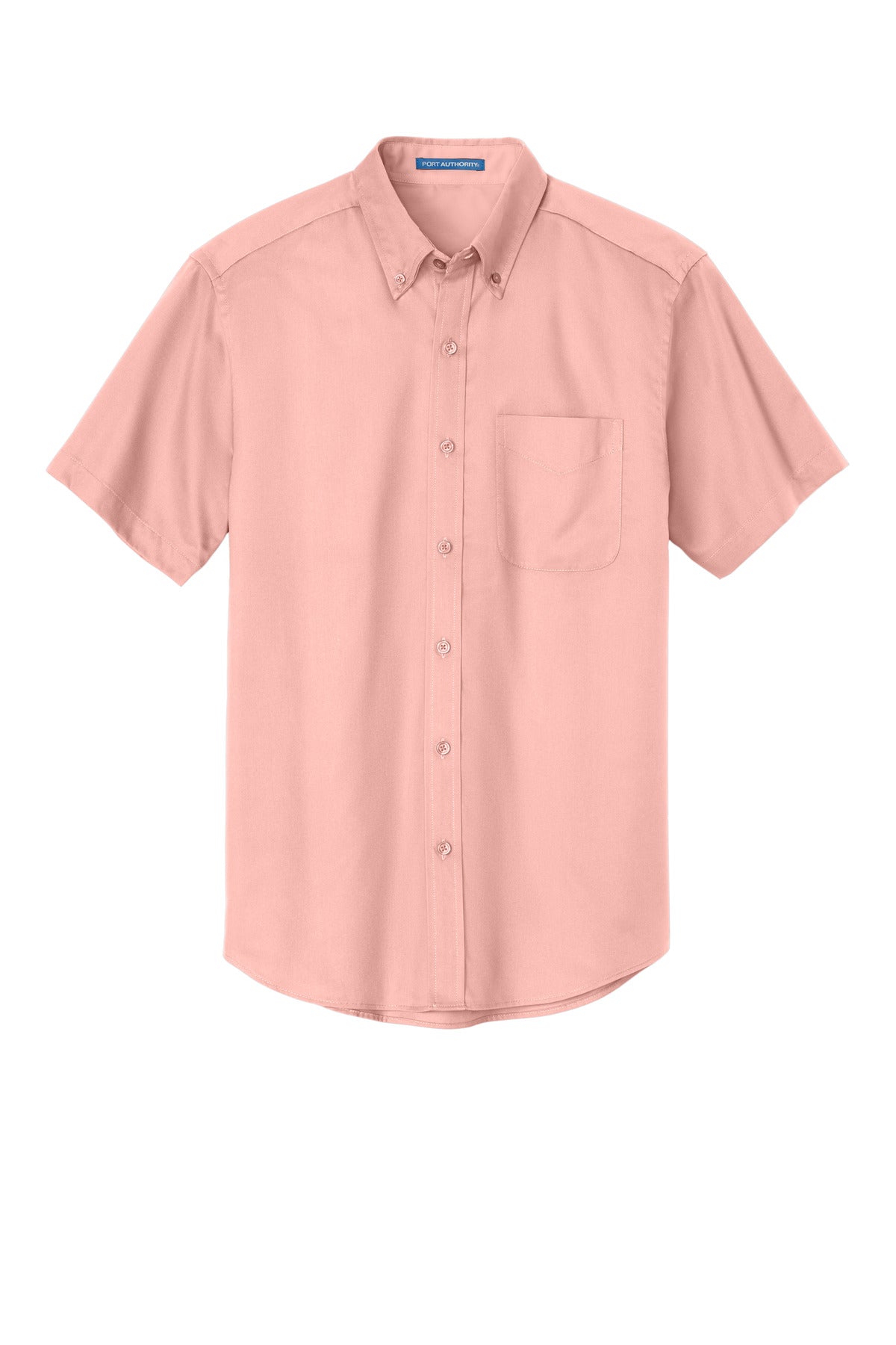 Front View of Light Pink Port Authority Short Sleeve Easy Care Shirt. S508
