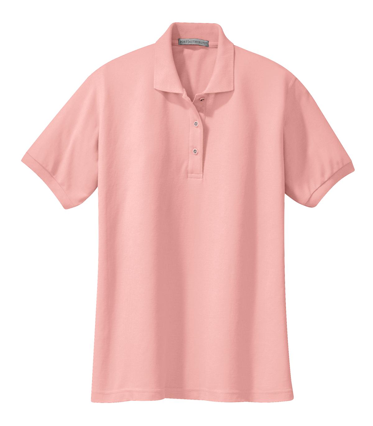 Front View of Light Pink Port Authority Women's Silk Touch Polo. L500
