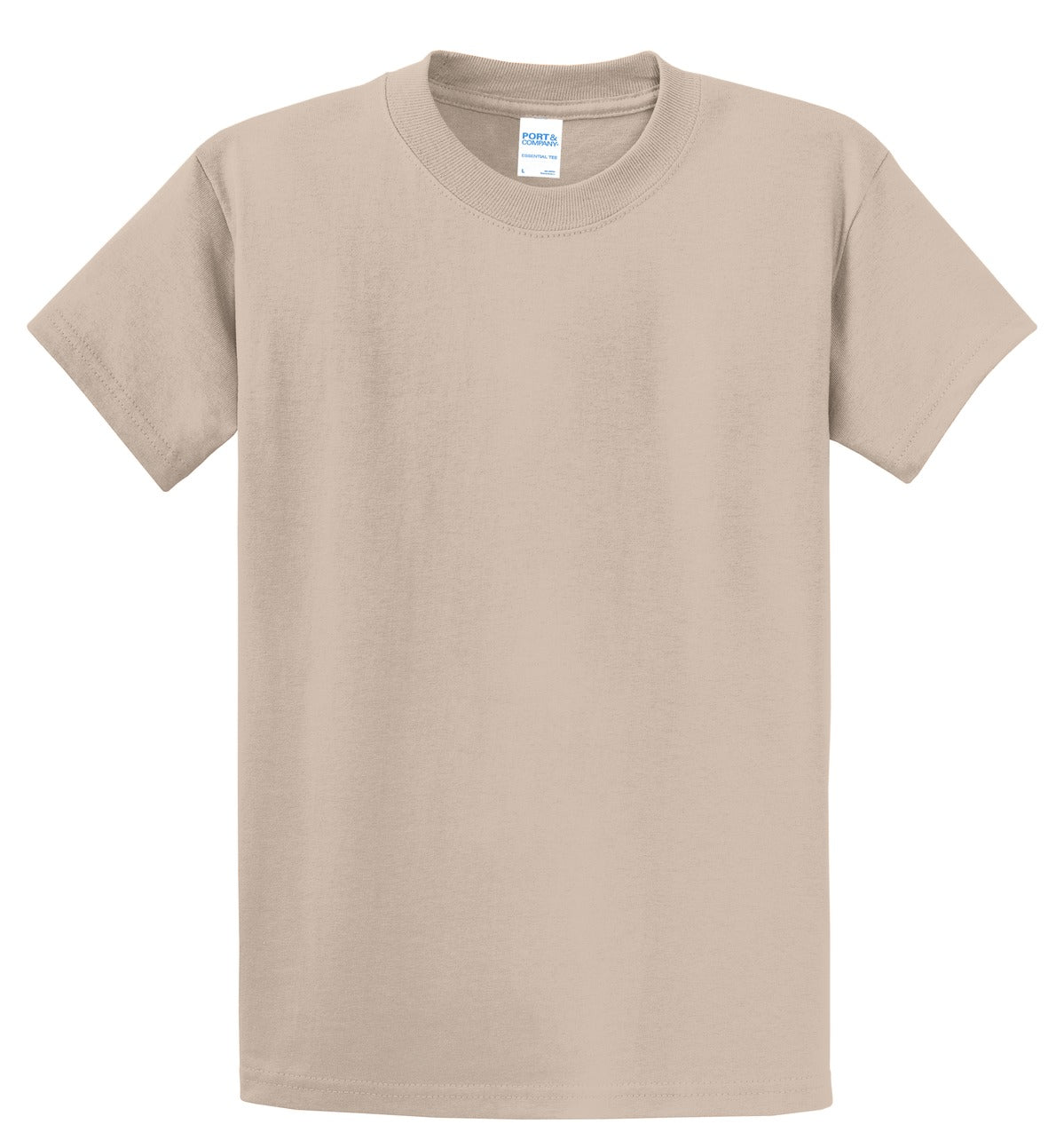 Front View of Light Sand Port & Co Essential Tee. PC61