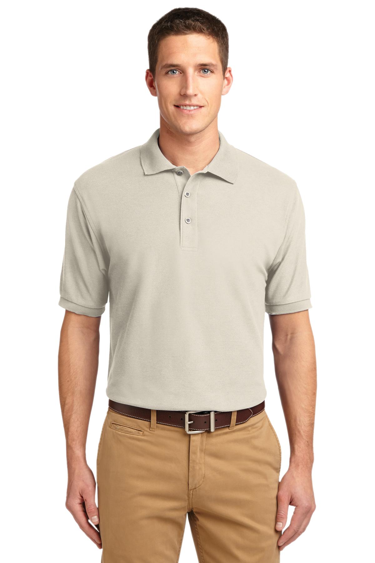 Front View of Light Stone Port Authority Extended Size Silk Touch Polo K500ES