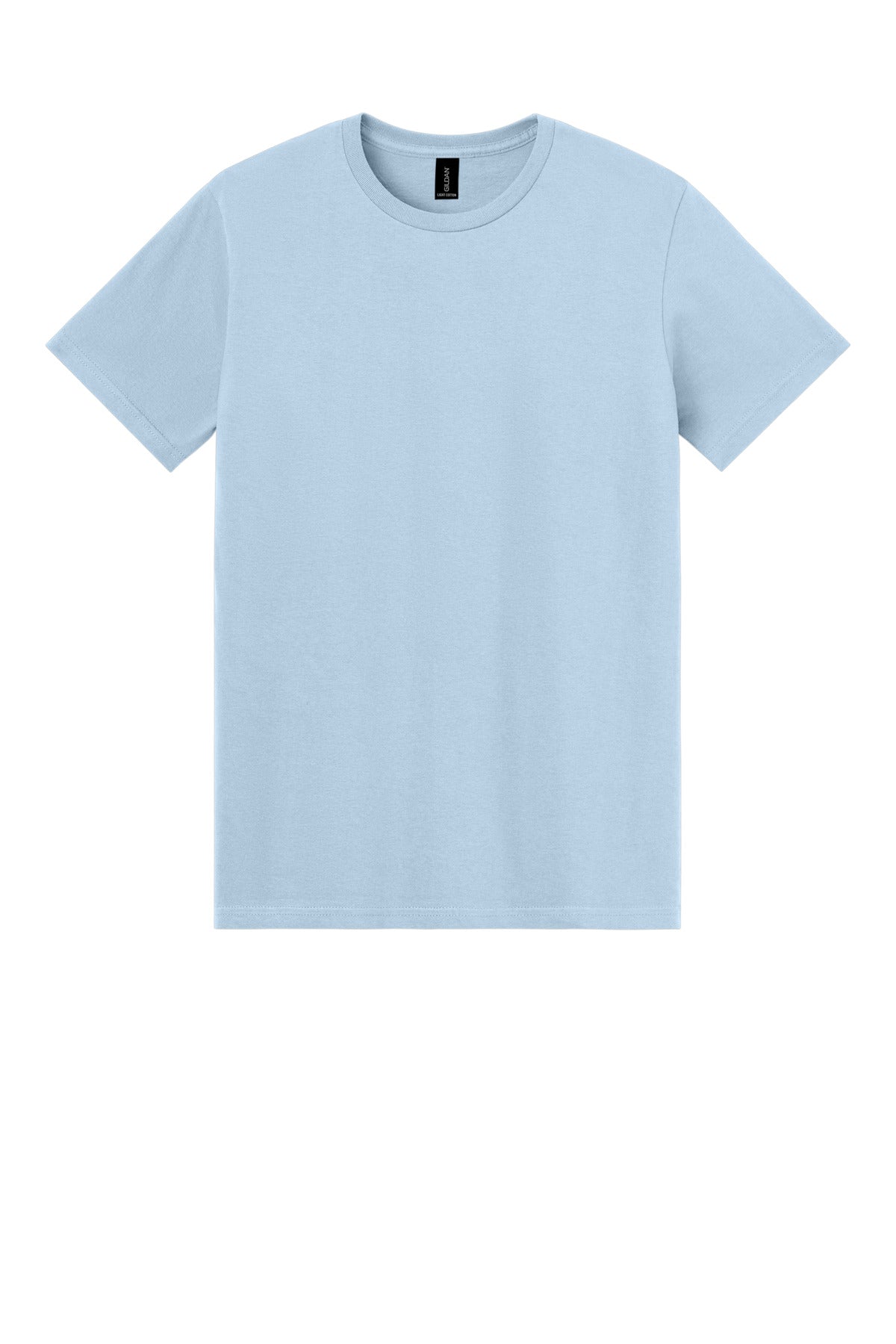 Front View of LightBlue Gildan Light Cotton Tee 3000