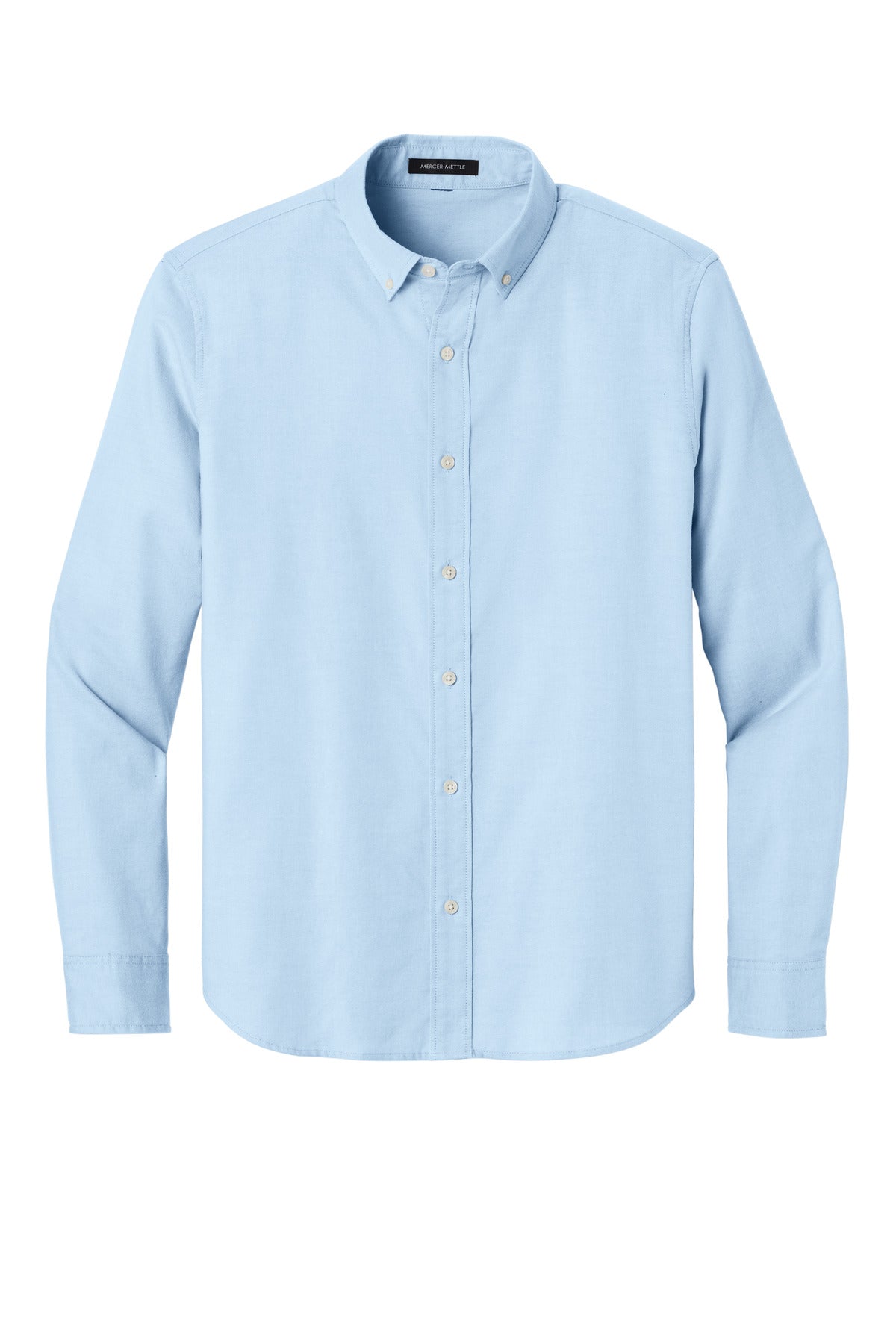 Front View of LightBlue Mercer+Mettle Long Sleeve Modern Oxford Shirt MM2002