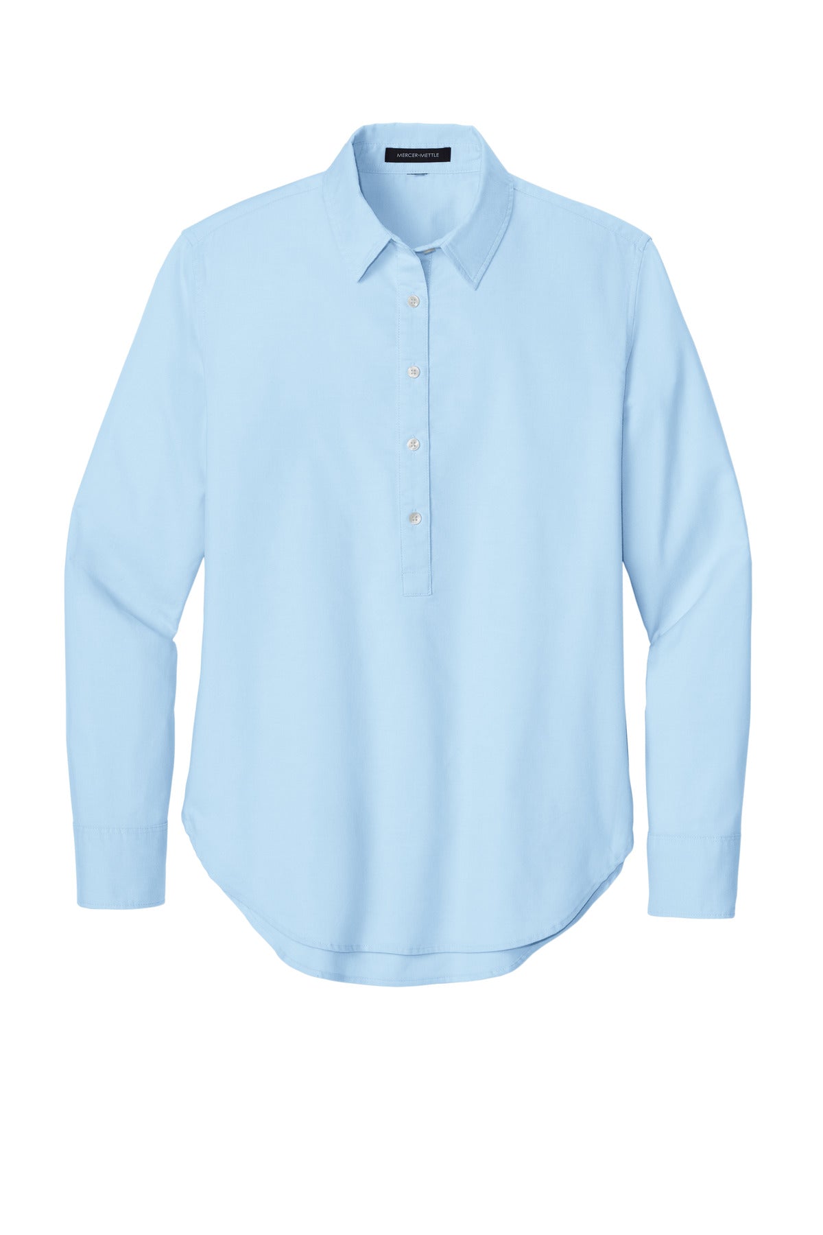 Front View of LightBlue Mercer+Mettle Women's Long Sleeve Modern Oxford Shirt MM2003