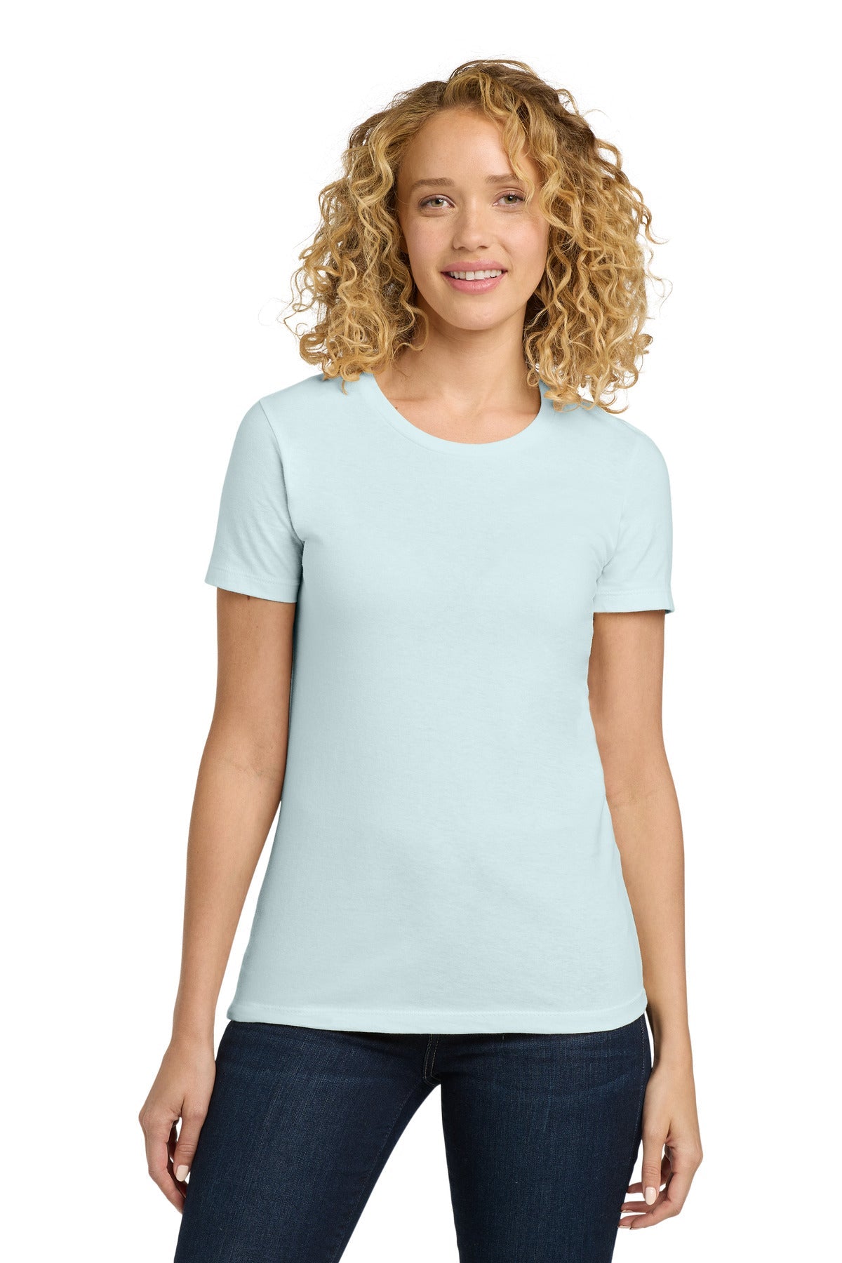 Front View of LightBlue Next Level Apparel Women's Cotton Tee. NL3900