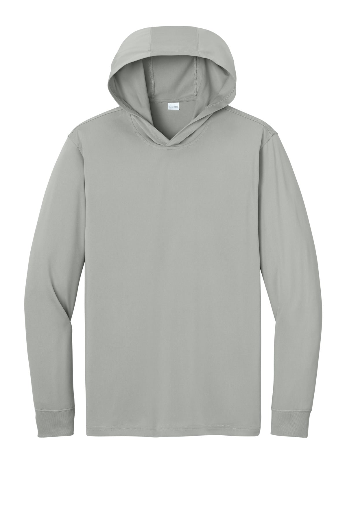 Front View of LightGrey CornerStone Workwear Pro Long Sleeve Hooded Tee CS440LSH
