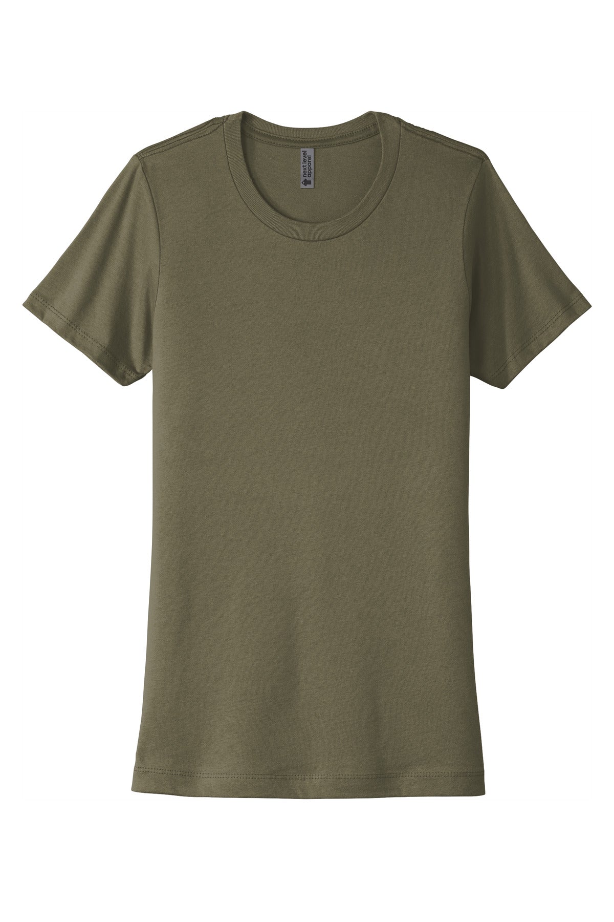 Front View of LightOlive Next Level Apparel Women's Cotton Tee. NL3900