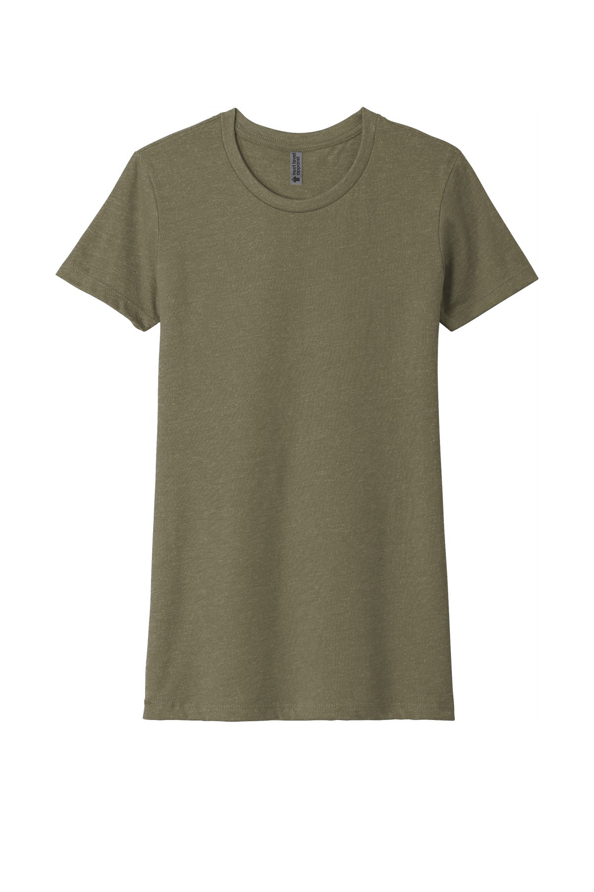 Front View of LightOlive Next Level Apparel Women's CVC Tee. NL6610