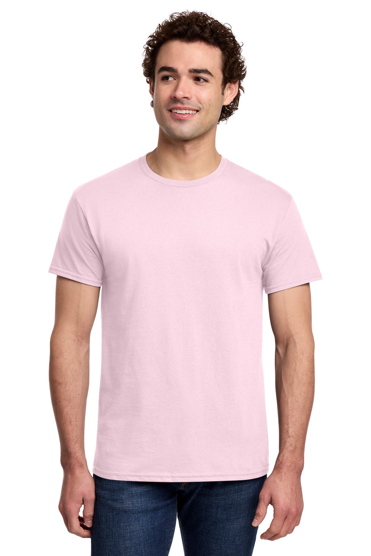 Front View of LightPink Gildan Light Cotton Tee 3000