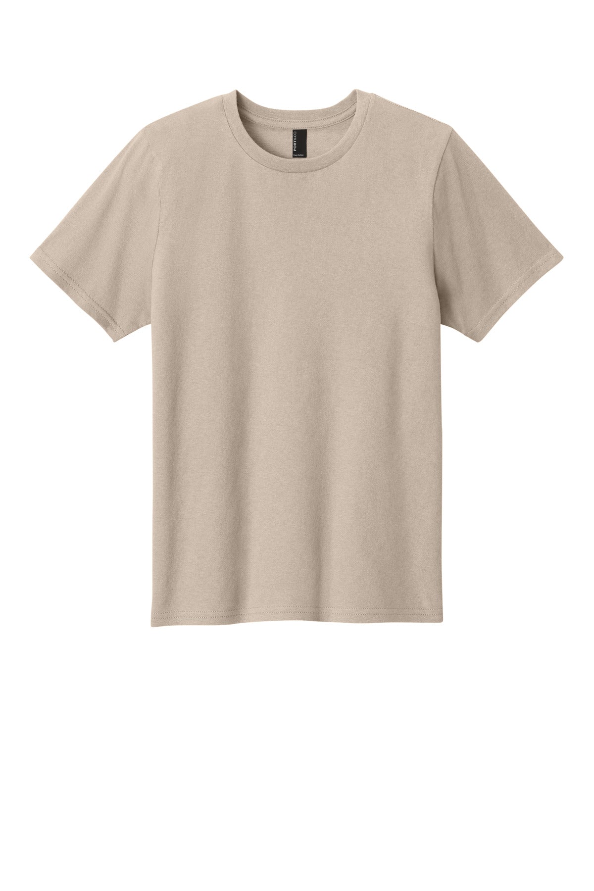Front View of LightSand Port & Co Youth Easy Cotton Tee PC43Y
