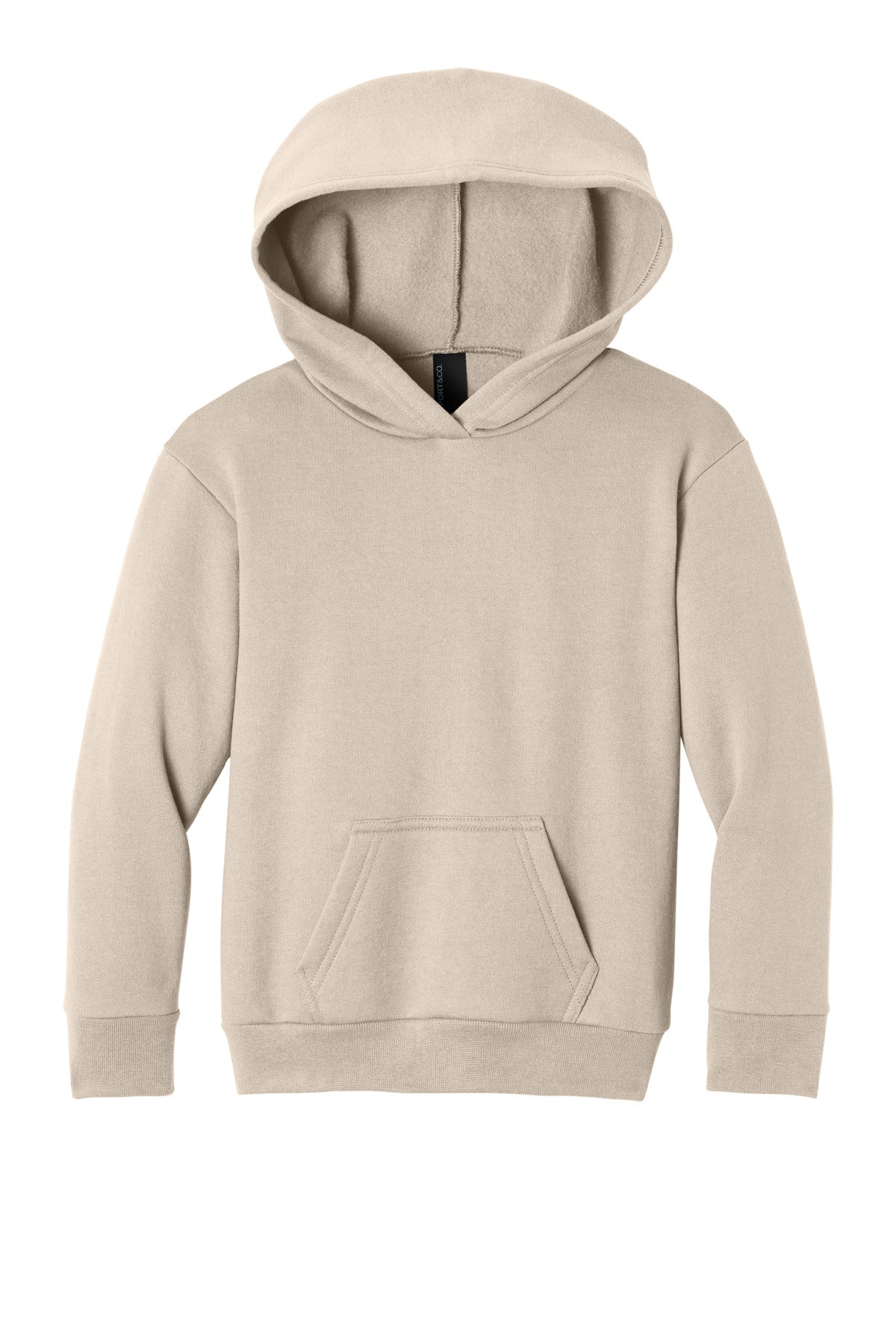 Front View of LightSand Port & Co Youth Easy Fleece Pullover Hooded Sweatshirt PC68YH