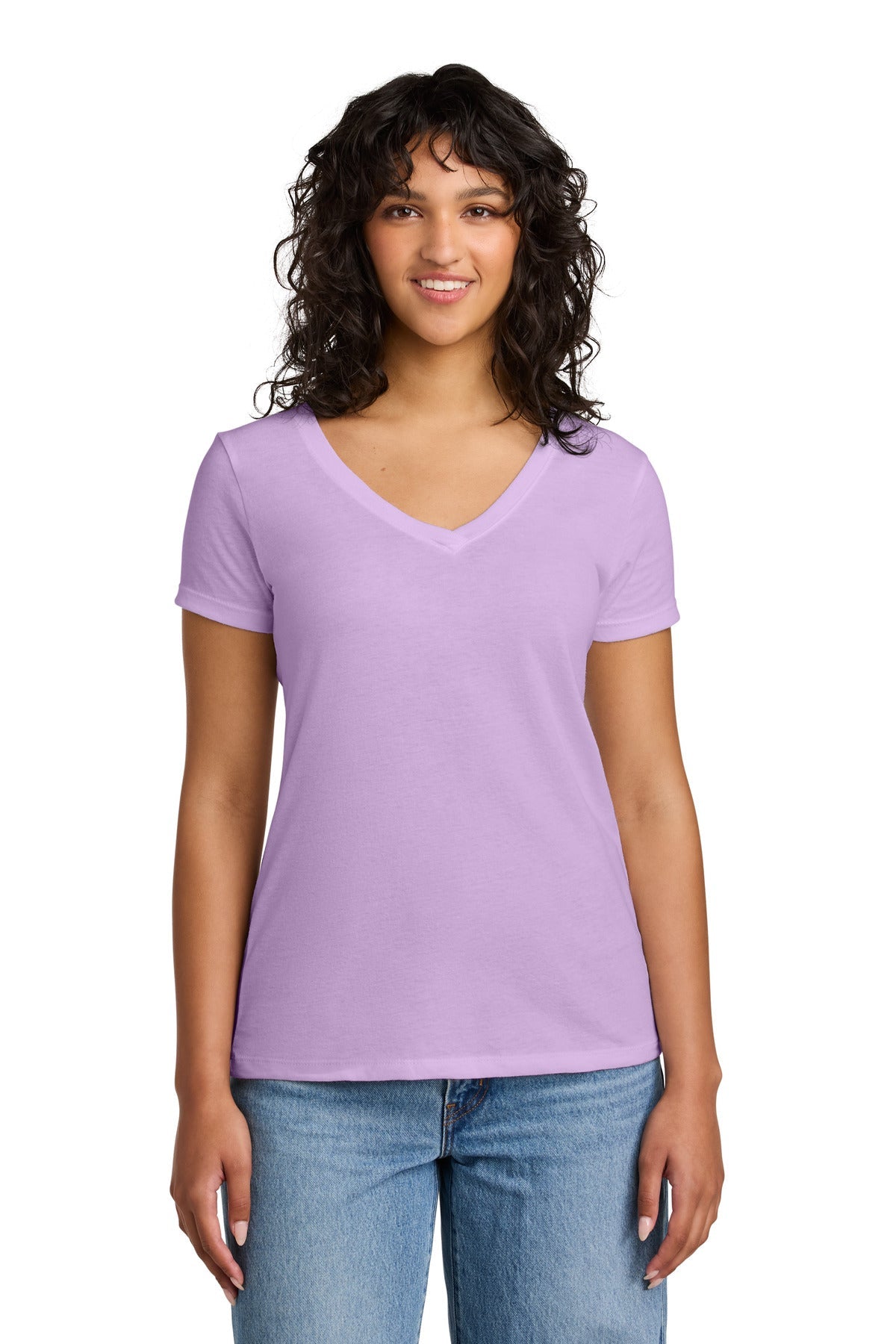 Front View of Lilac Next Level Apparel Women's Ideal V-Neck Tee NL1540