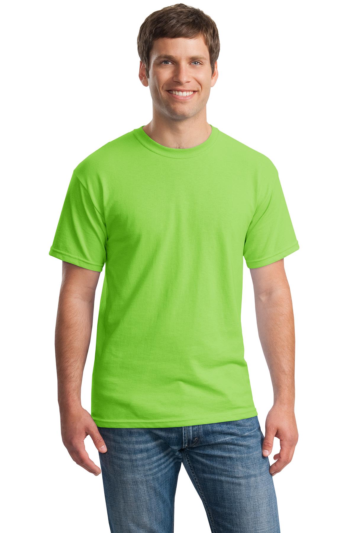 Front View of Lime Gildan - Heavy Cotton 100% Cotton T-Shirt. 5000