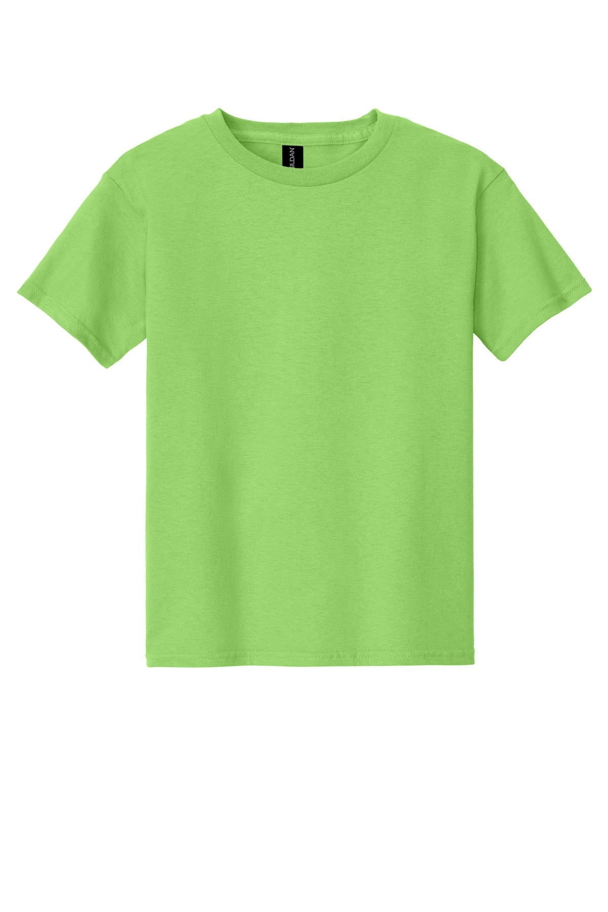 Front View of Lime Gildan - Youth Heavy Cotton 100% Cotton T-Shirt. 5000B