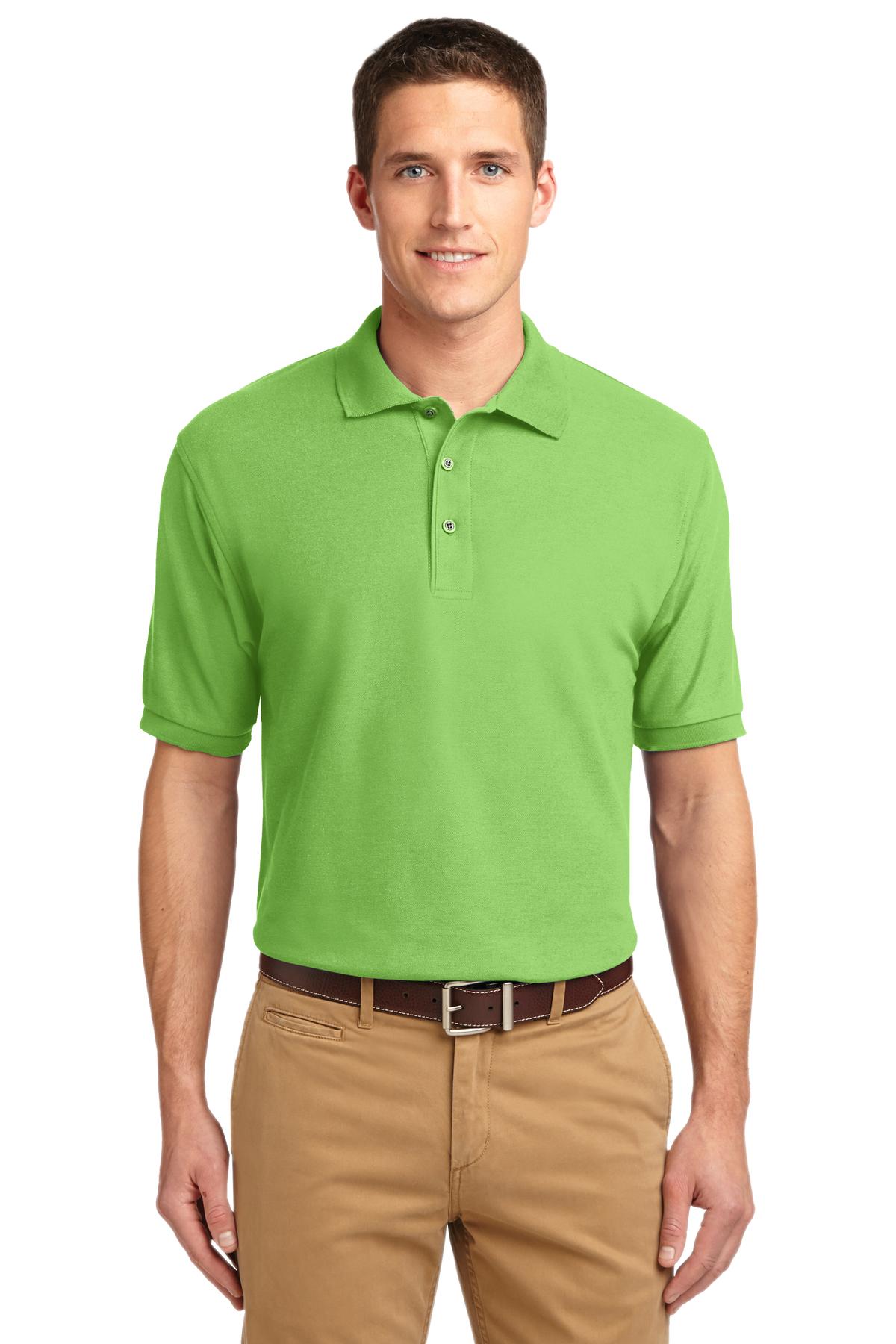 Front View of Lime Port Authority Extended Size Silk Touch Polo K500ES