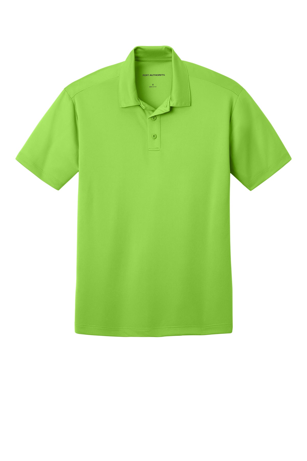 Front View of Lime Port Authority Silk Touch Performance Polo. K540