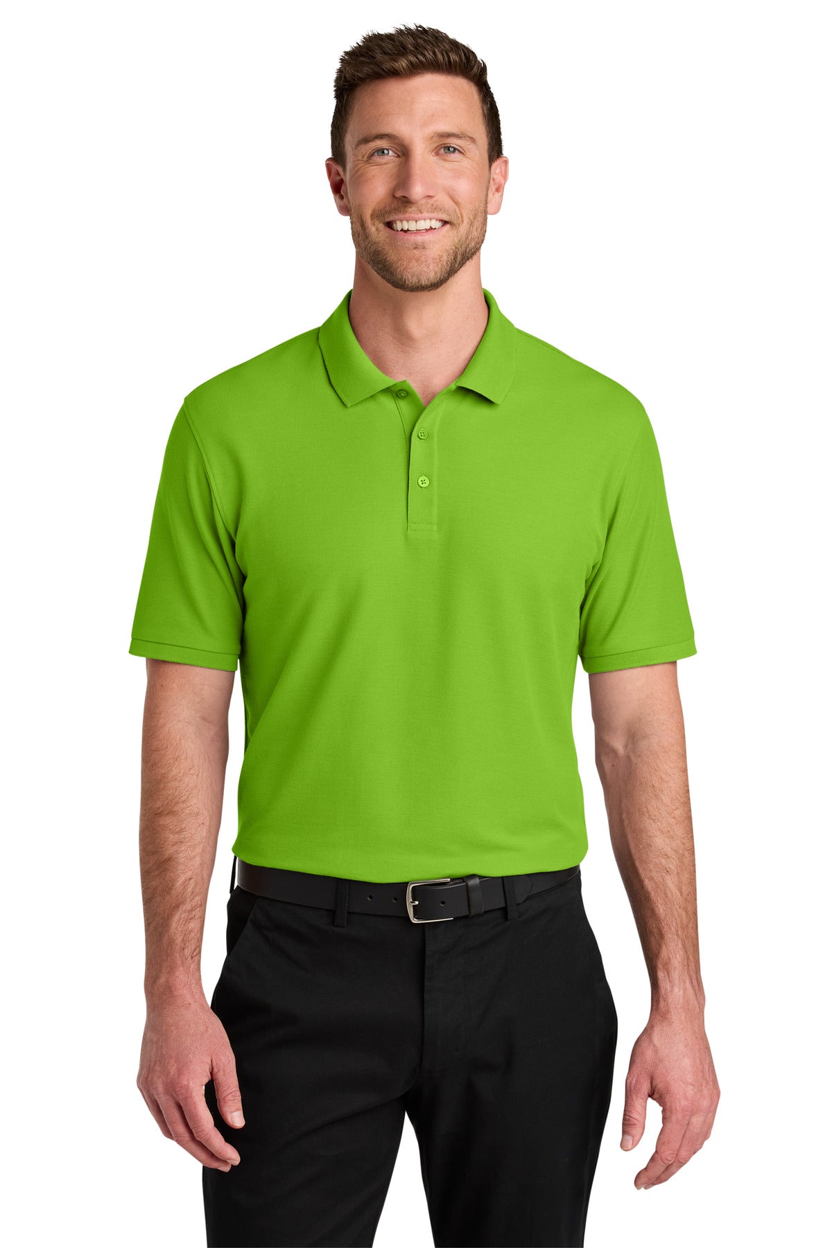 Front View of Lime Port Authority Wearever Signature Pique Polo K200